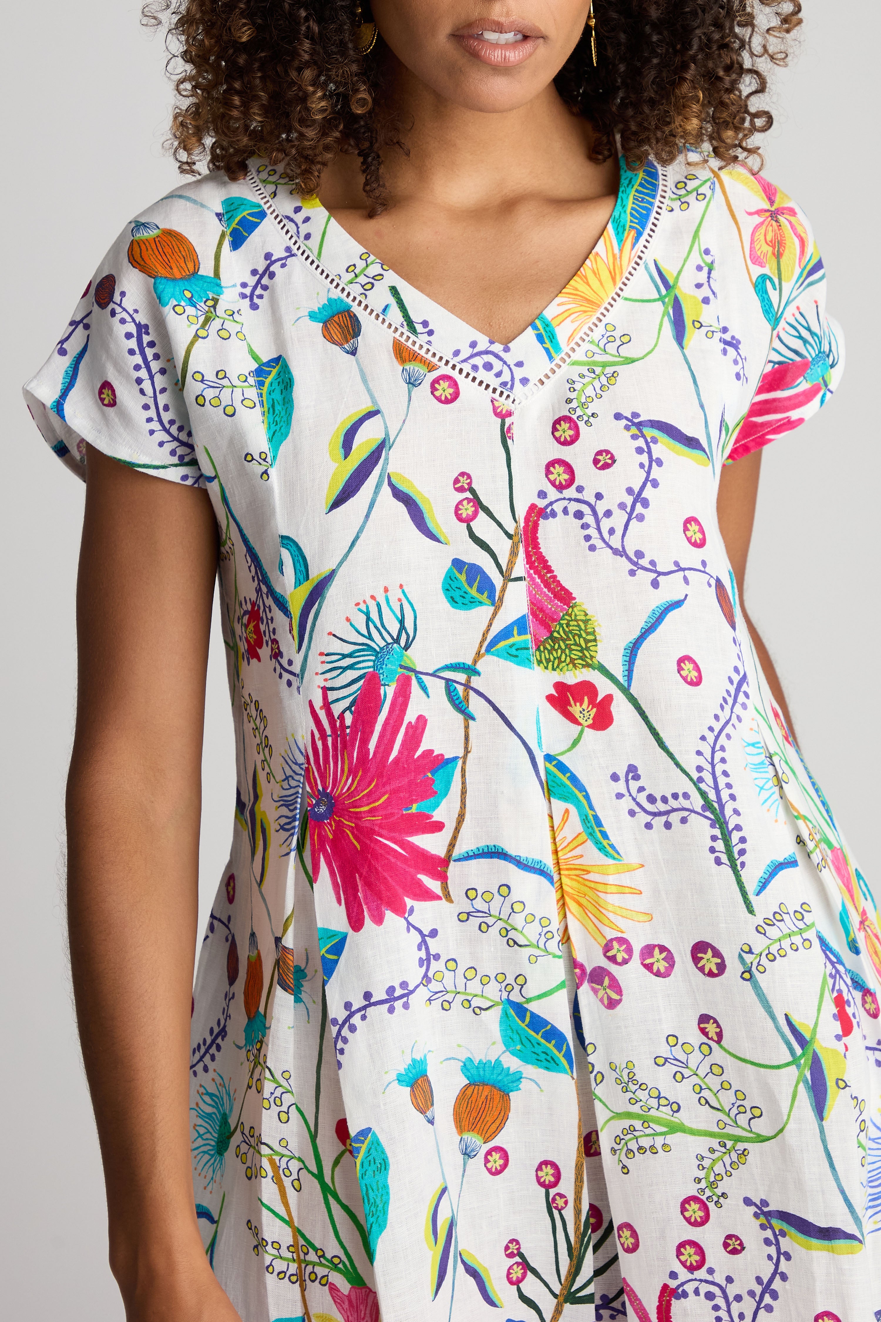 Wild Garden Linen Dress - Multi