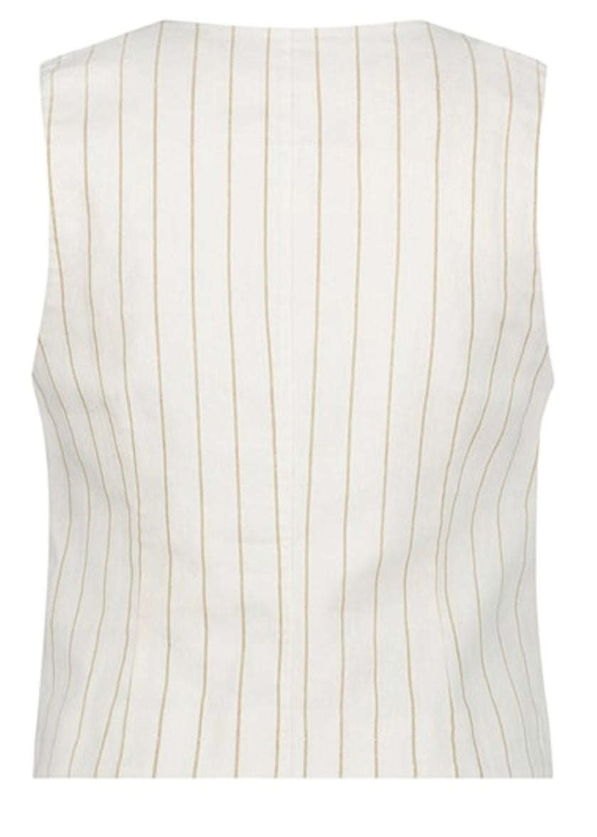 Pinstripe Waistcoat - Dark Sand