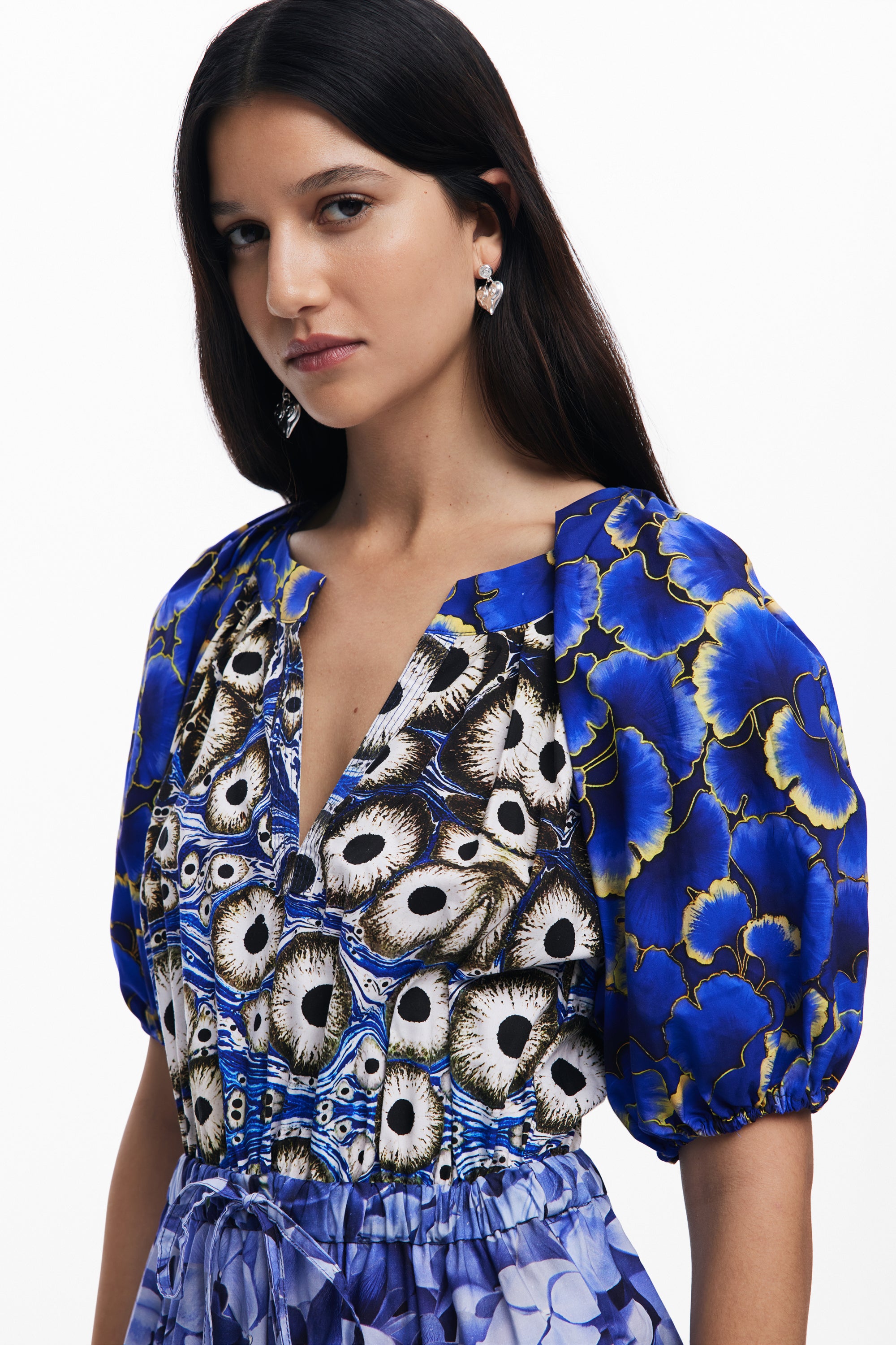 Puff Sleeve Dress - Blue