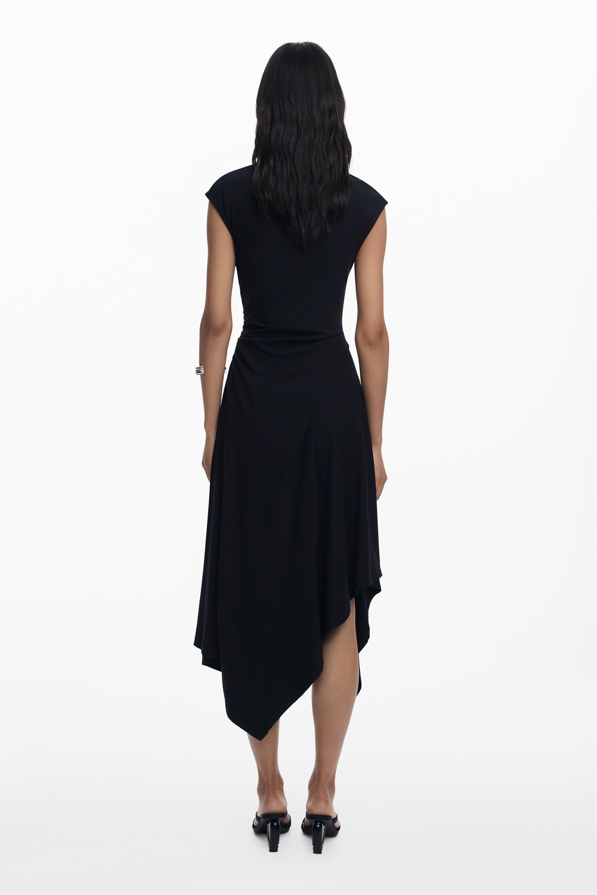 Floral Handkerchief Midi Dress | Black/Pink