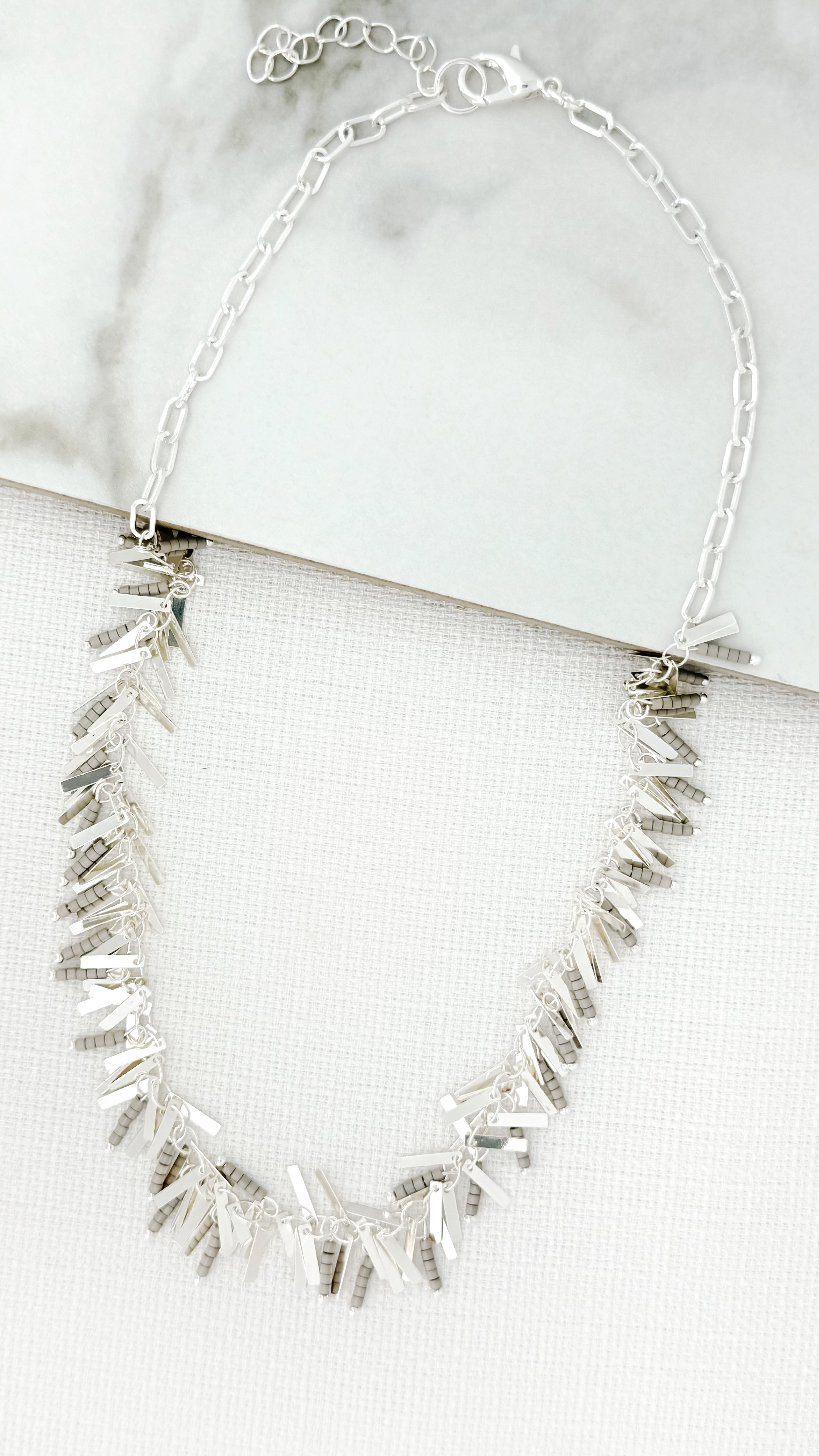 Short Fringed Necklace - Silver