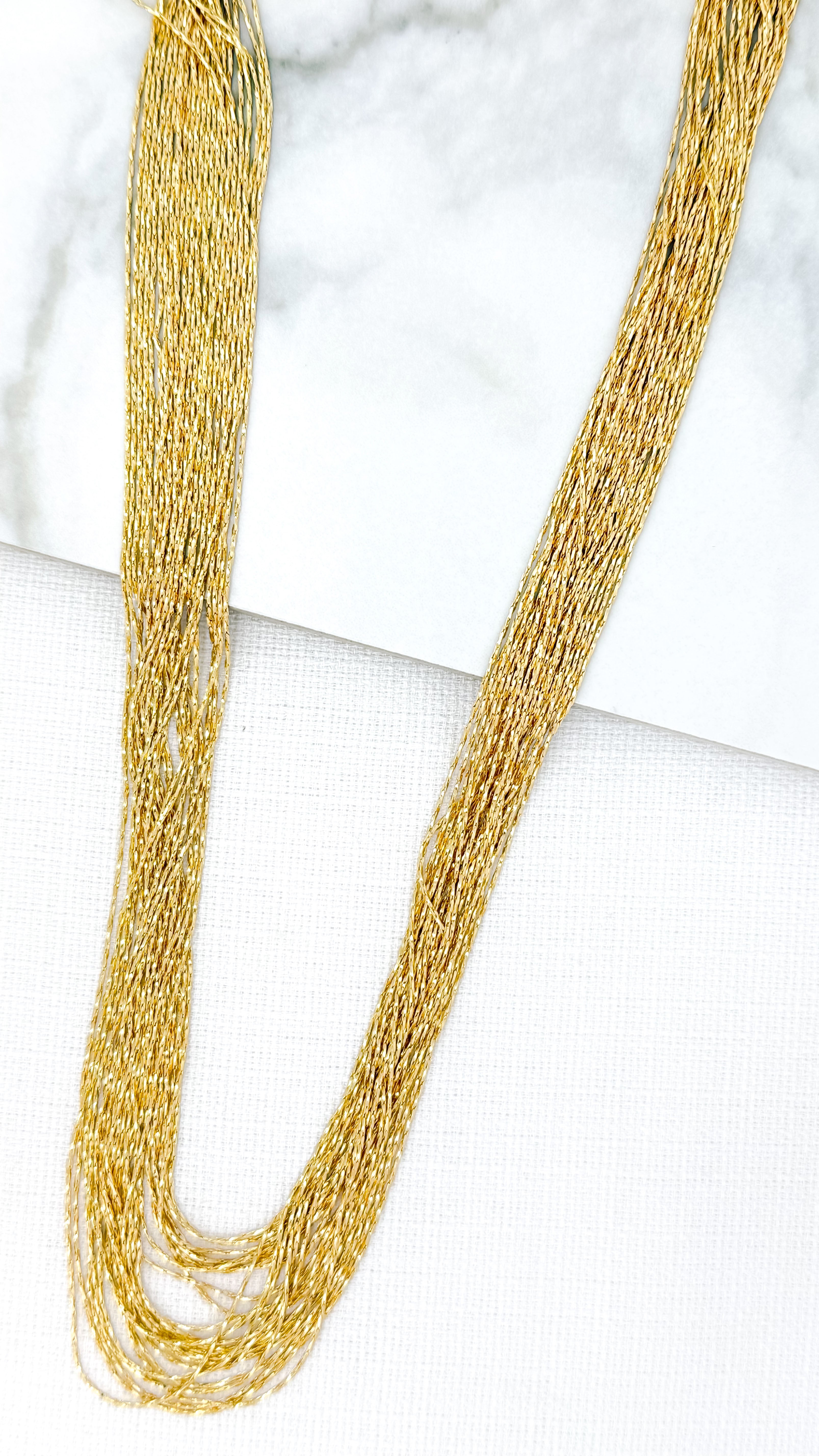Multi Strand Long Necklace - Gold