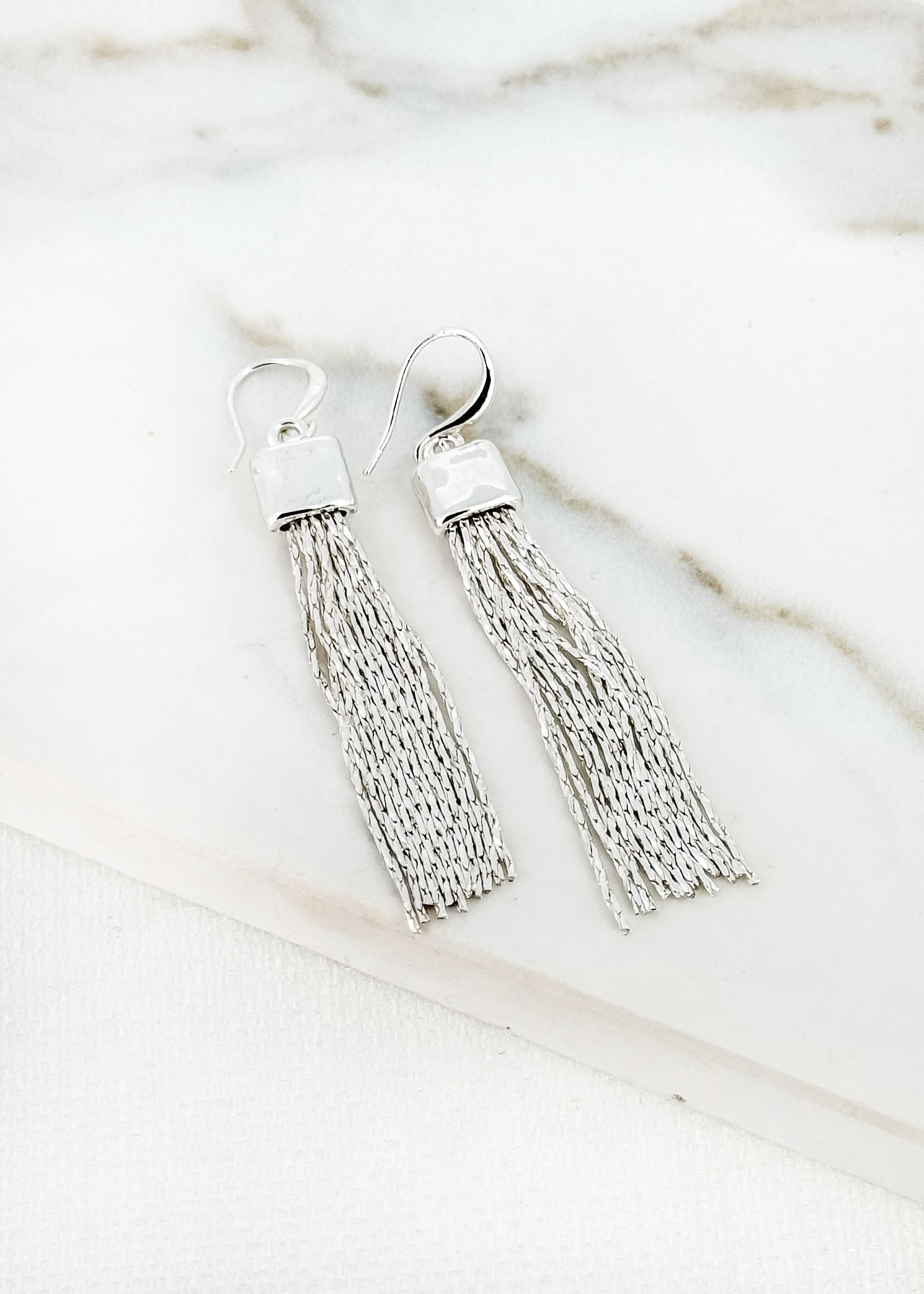 Earrings - Silver Tassel
