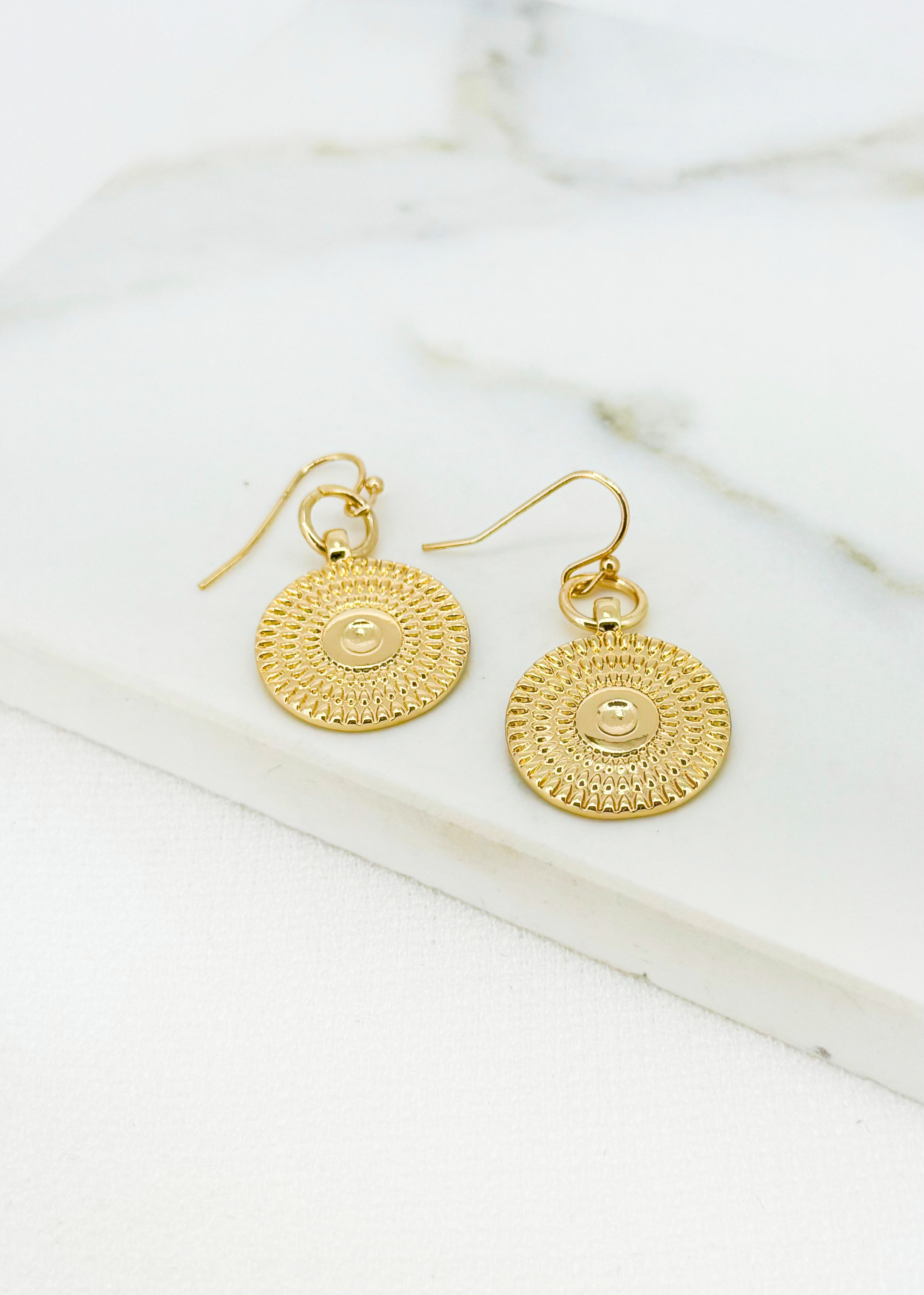 Circle Drop Earrings - Gold