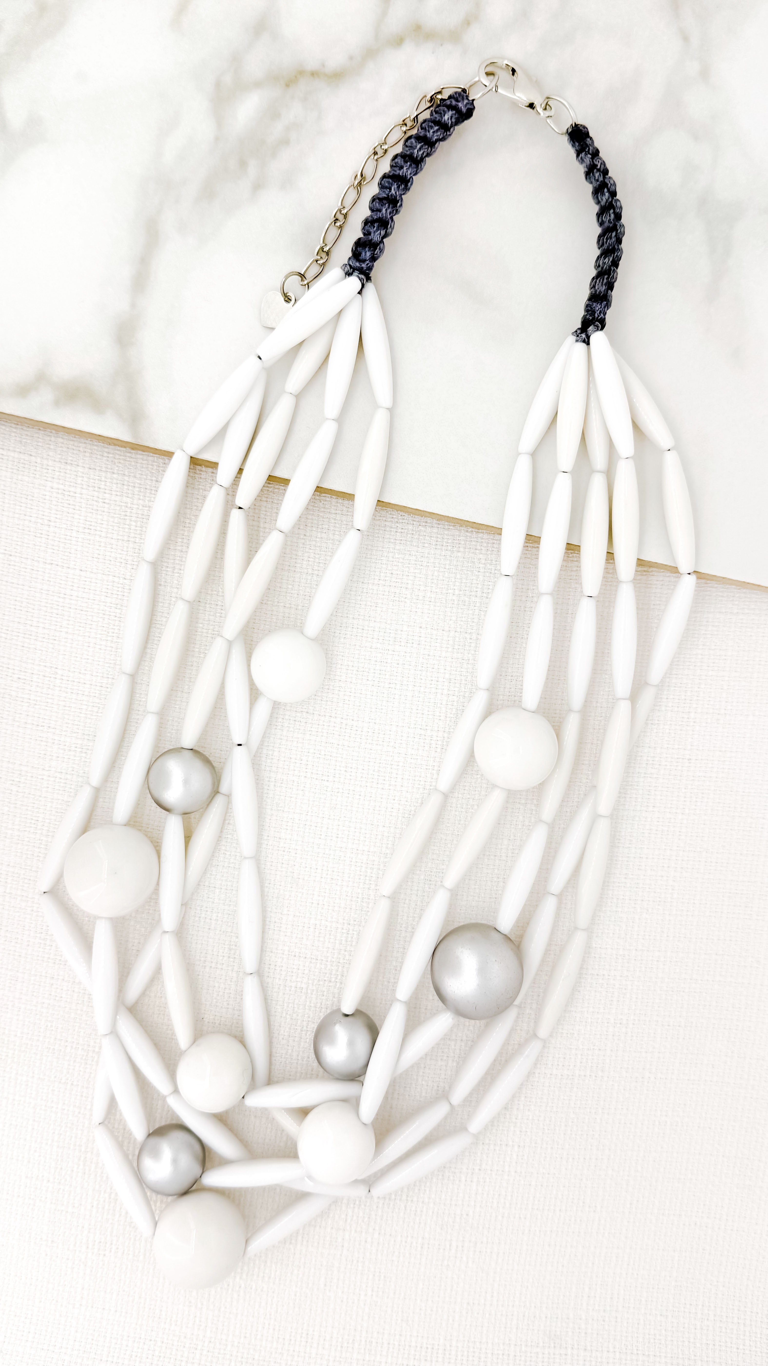 Short Necklace - Silver/Black