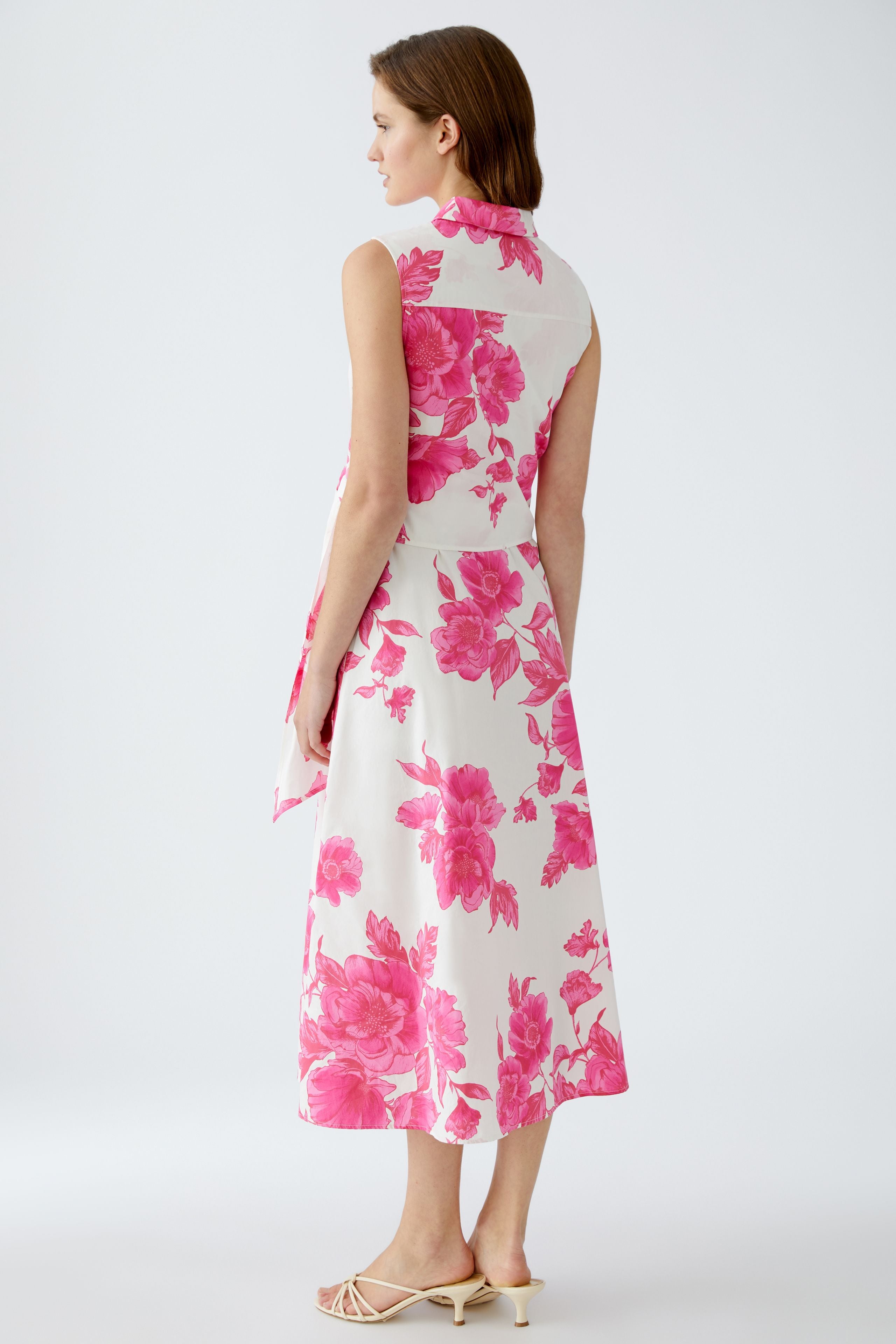 Floral Shirt Dress - White/Pink