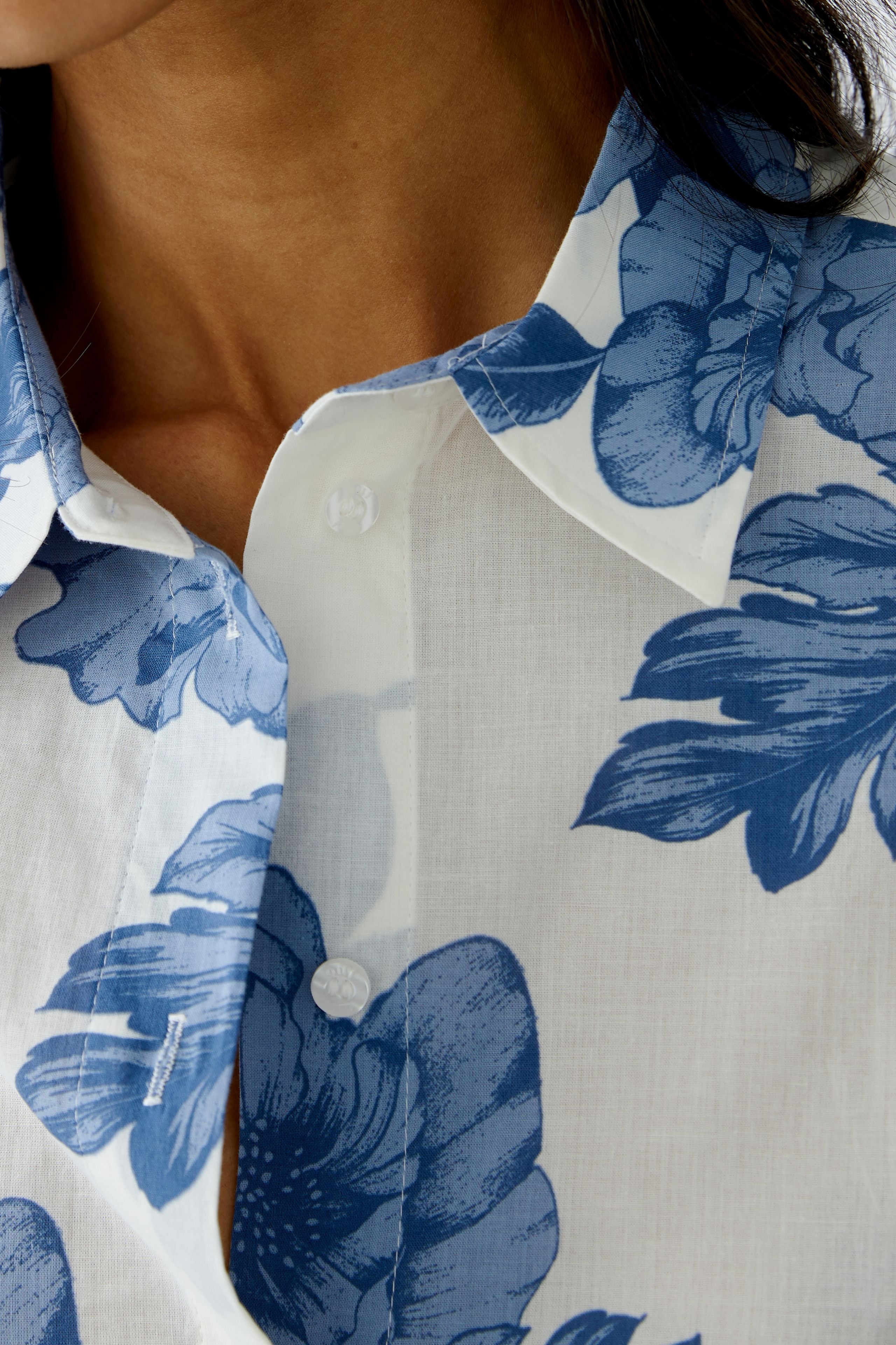 Floral Shirt - Blue/White