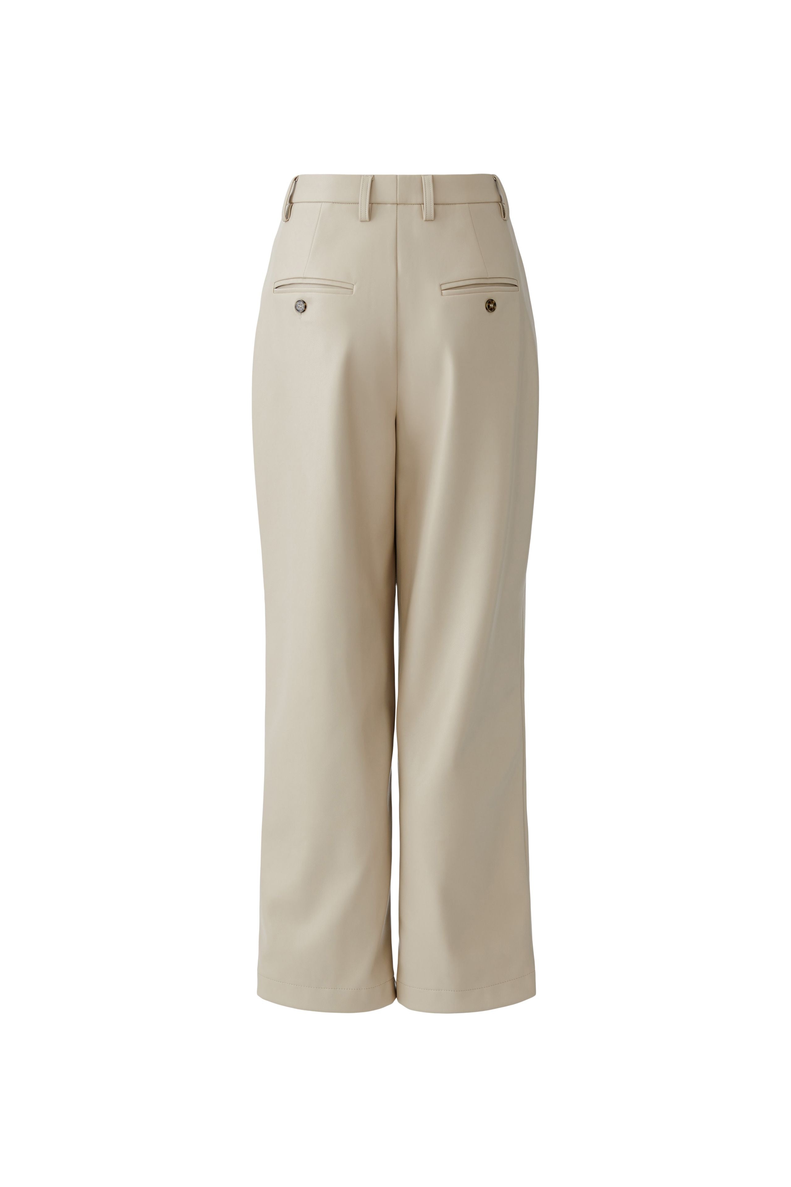 Faux Leather Pleated Trousers - Stone