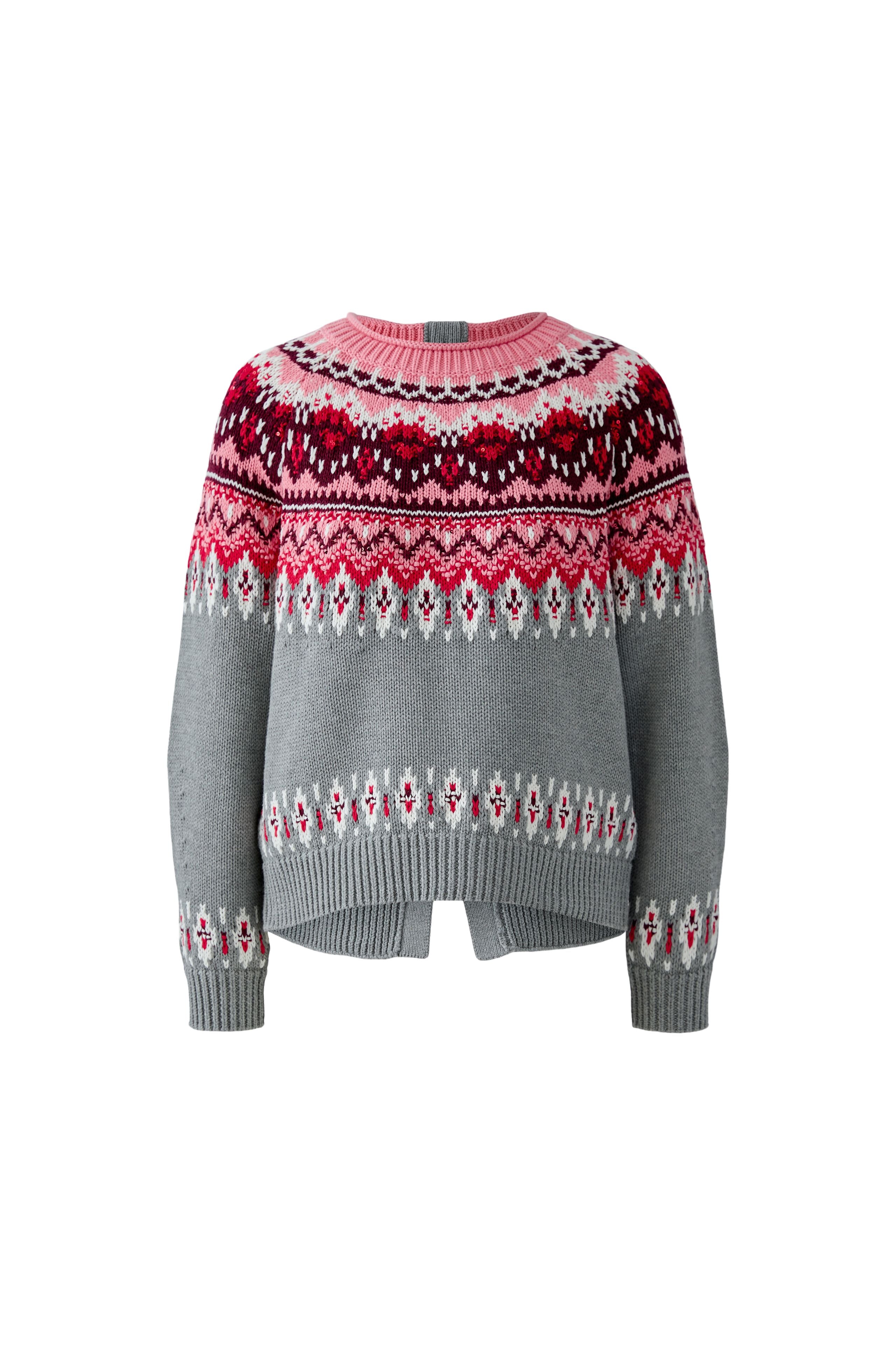 Reversible Nordic Knit Jumper - Grey/Pink Mix