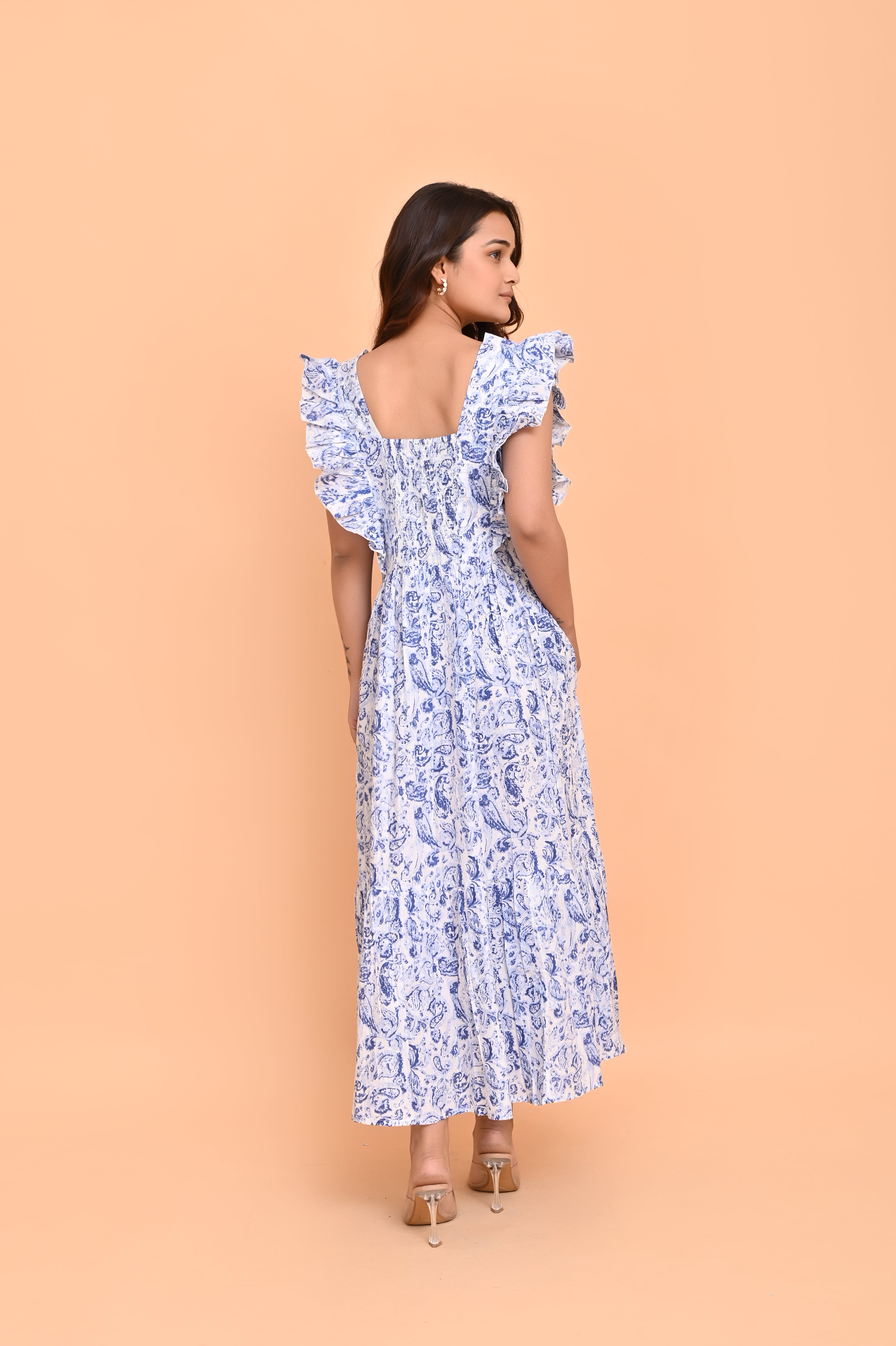 Isadora Paisley Print Dress - Blue/White