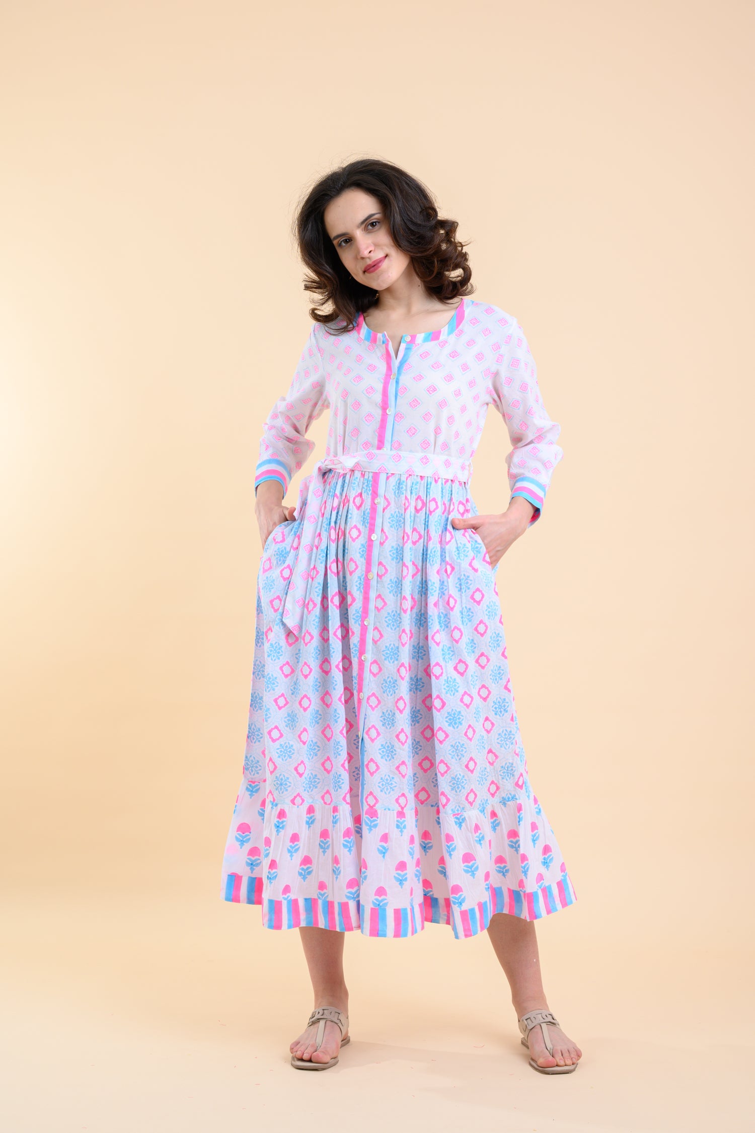 Lokrum Shirt Dress - Neon Pink/Blue