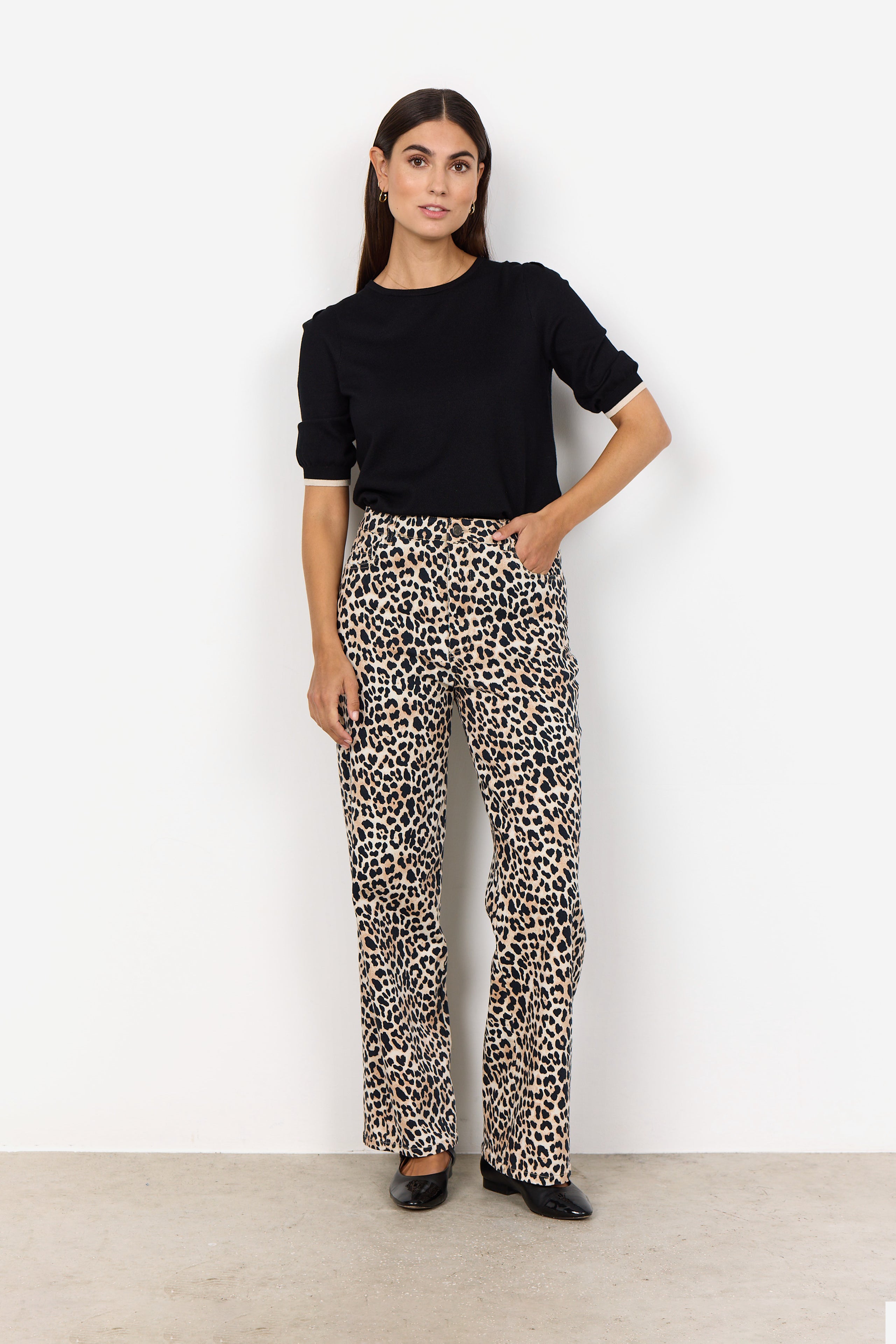 Owena Wide Leg Jeans - Animal Print