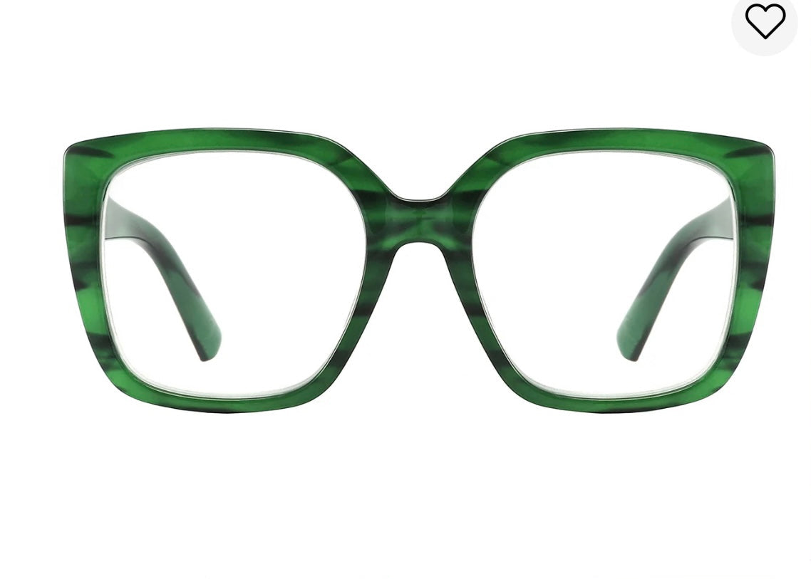 Deirdre Reading Glasses - Green Marble