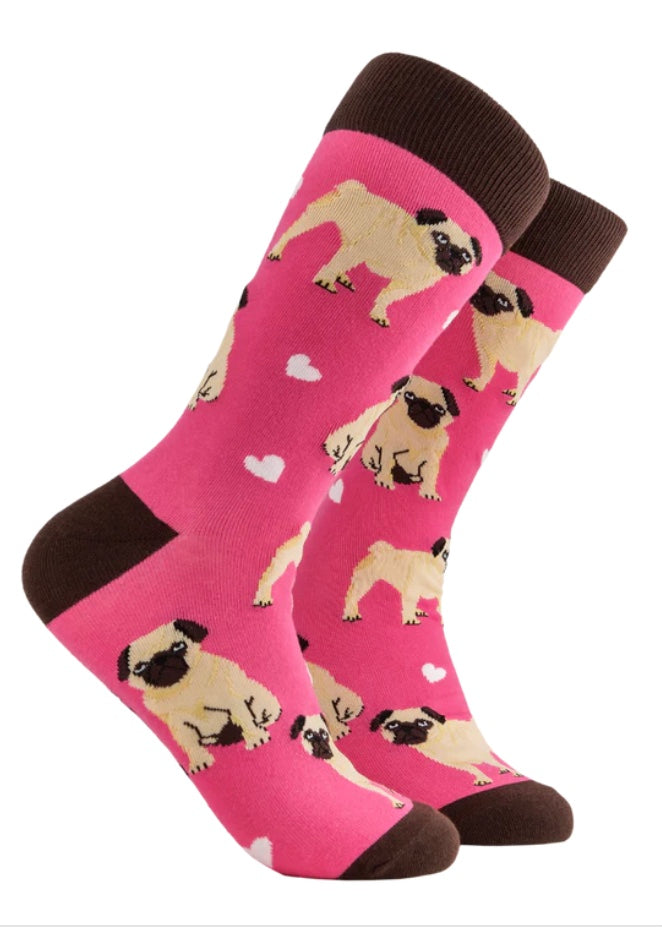 Pug Love Socks Socks - Pink