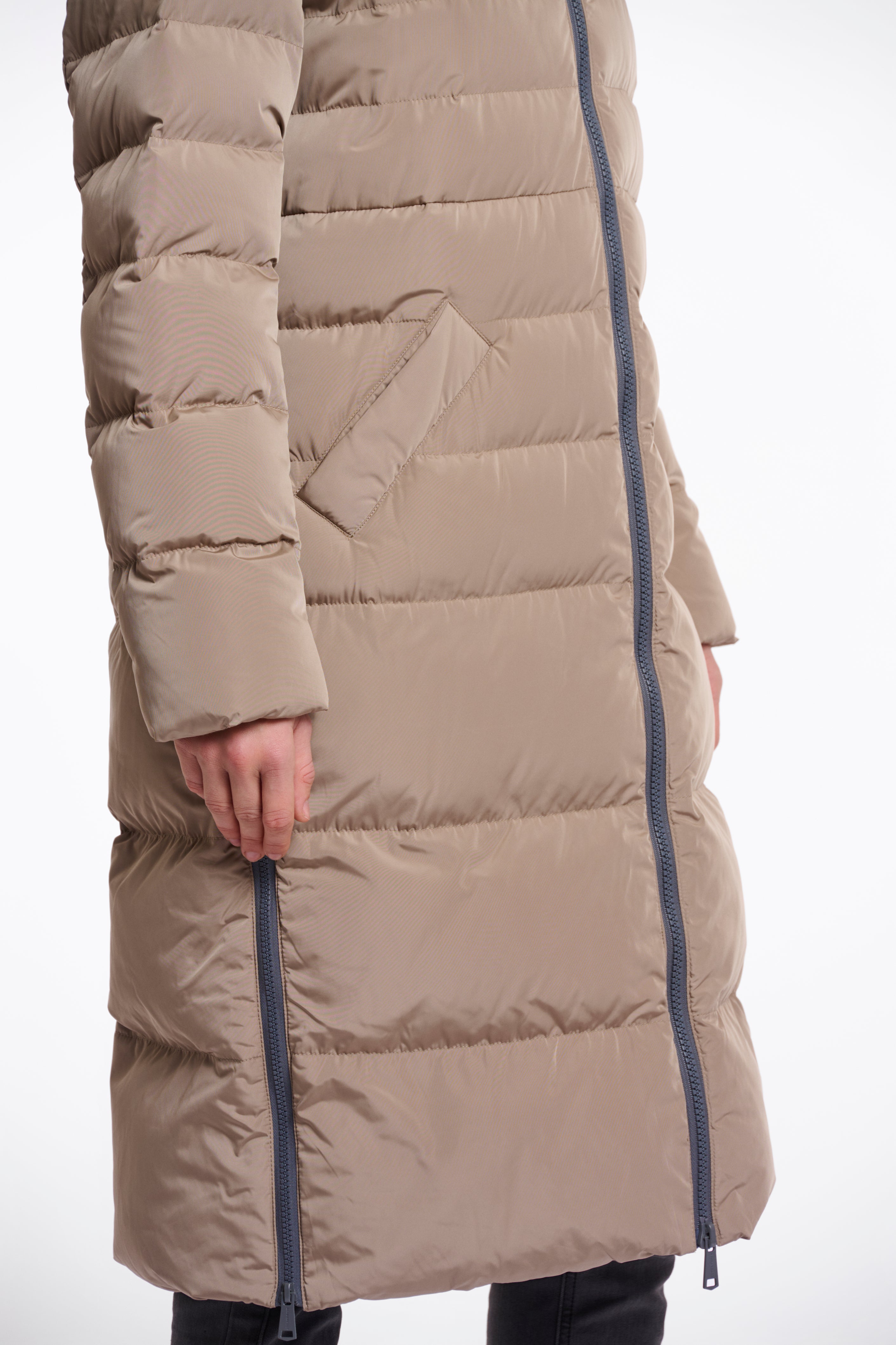 Keila Long Quilted Coat - Toffee