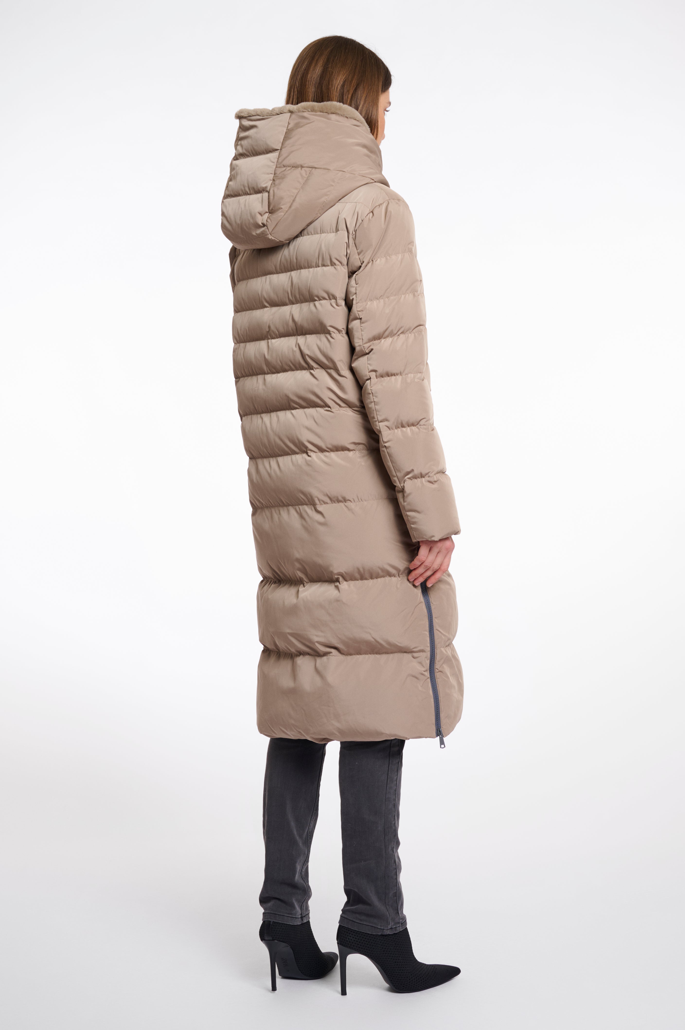 Keila Long Quilted Coat - Toffee