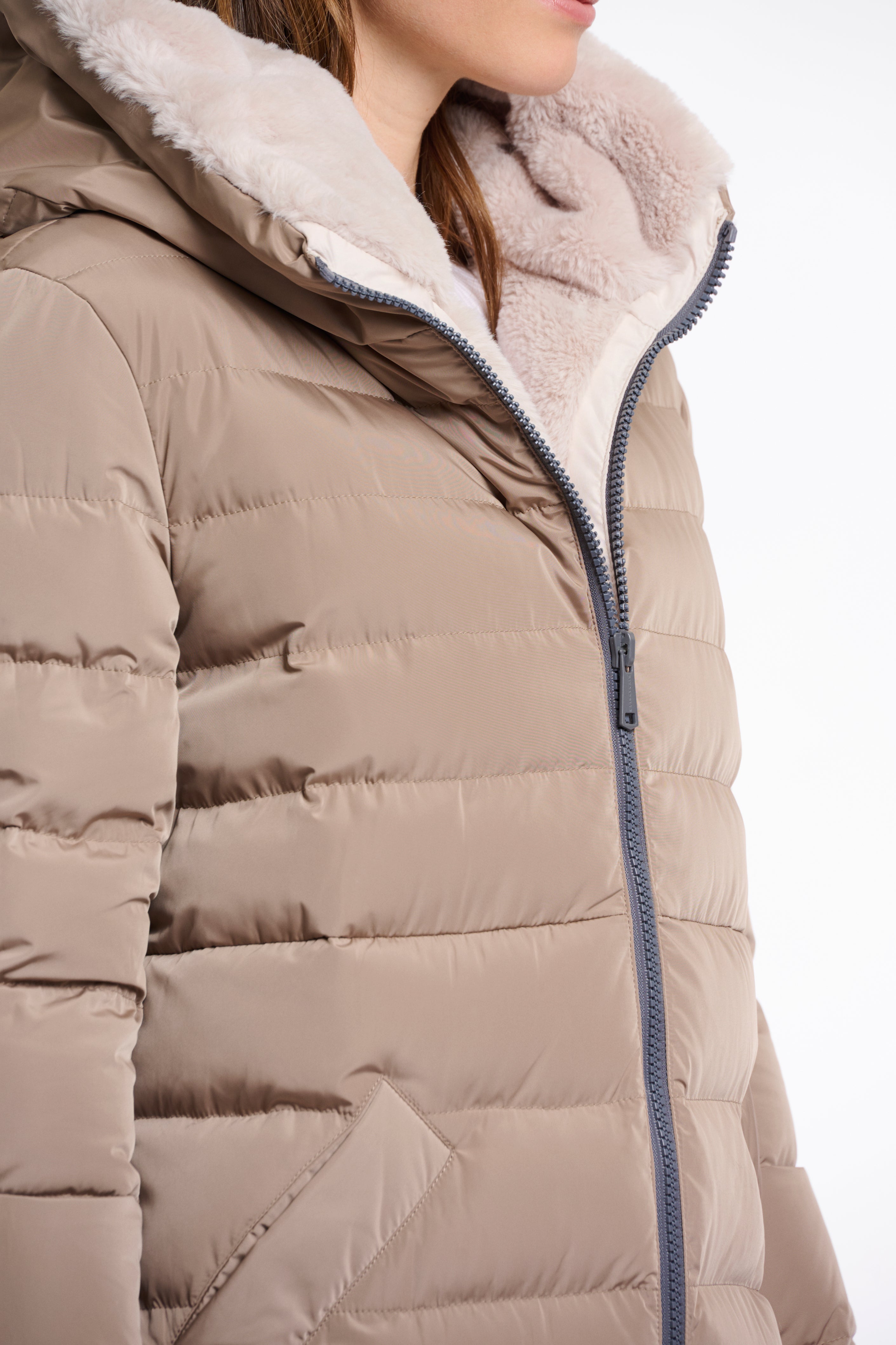 Keila Long Quilted Coat - Toffee