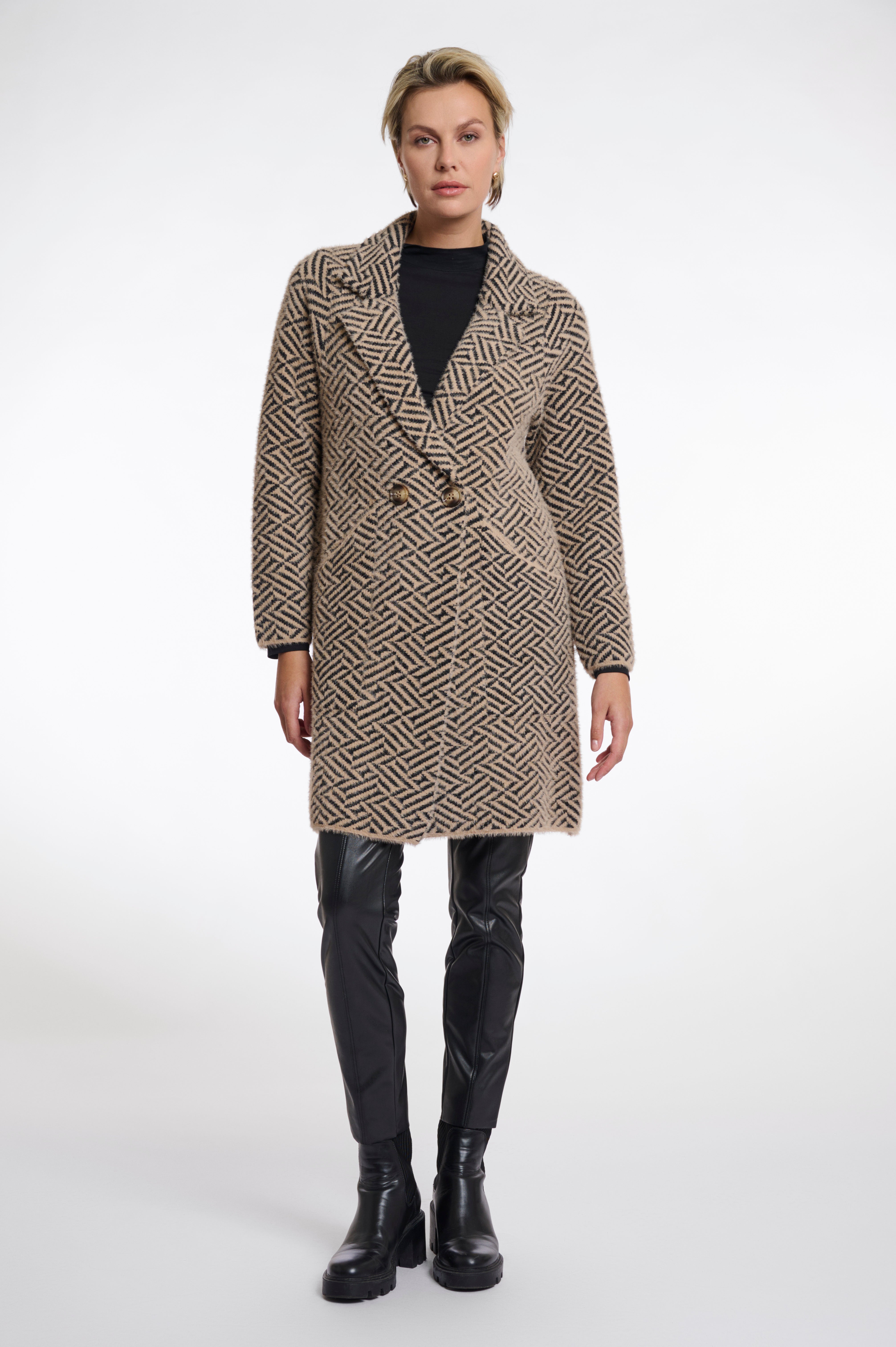 Madina Graphic Cardigan - Sand/Black