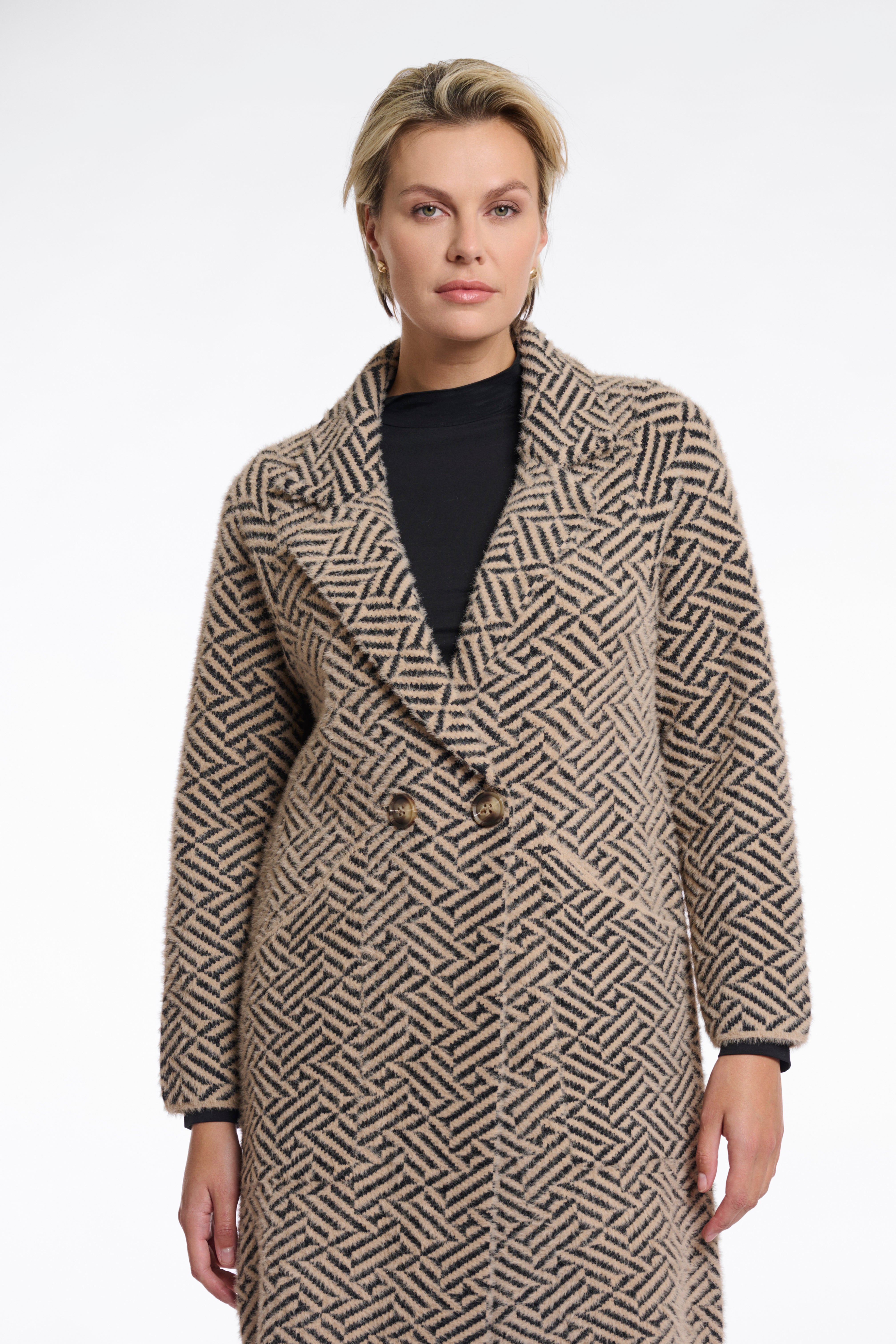 Madina Graphic Cardigan - Sand/Black
