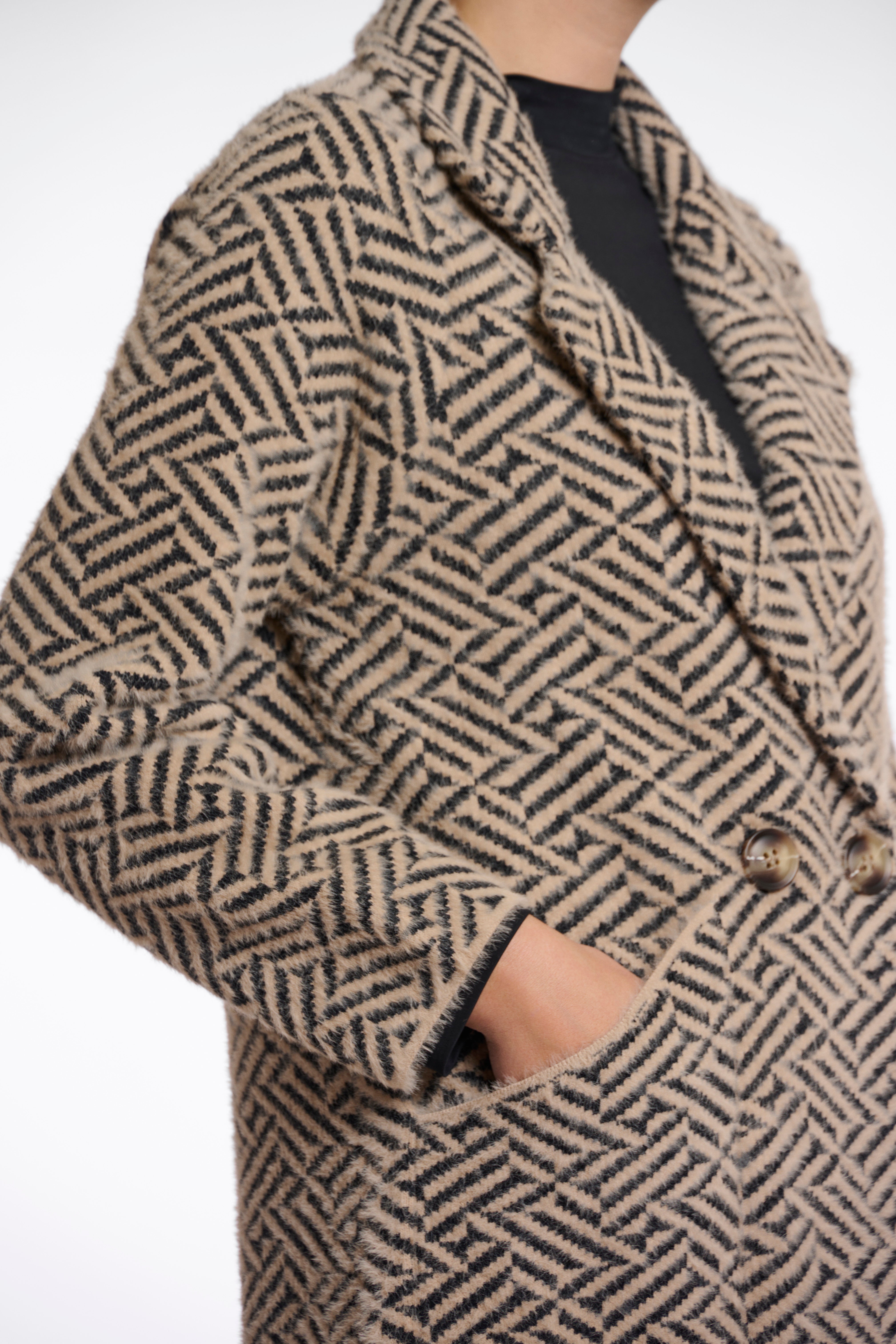 Madina Graphic Cardigan - Sand/Black