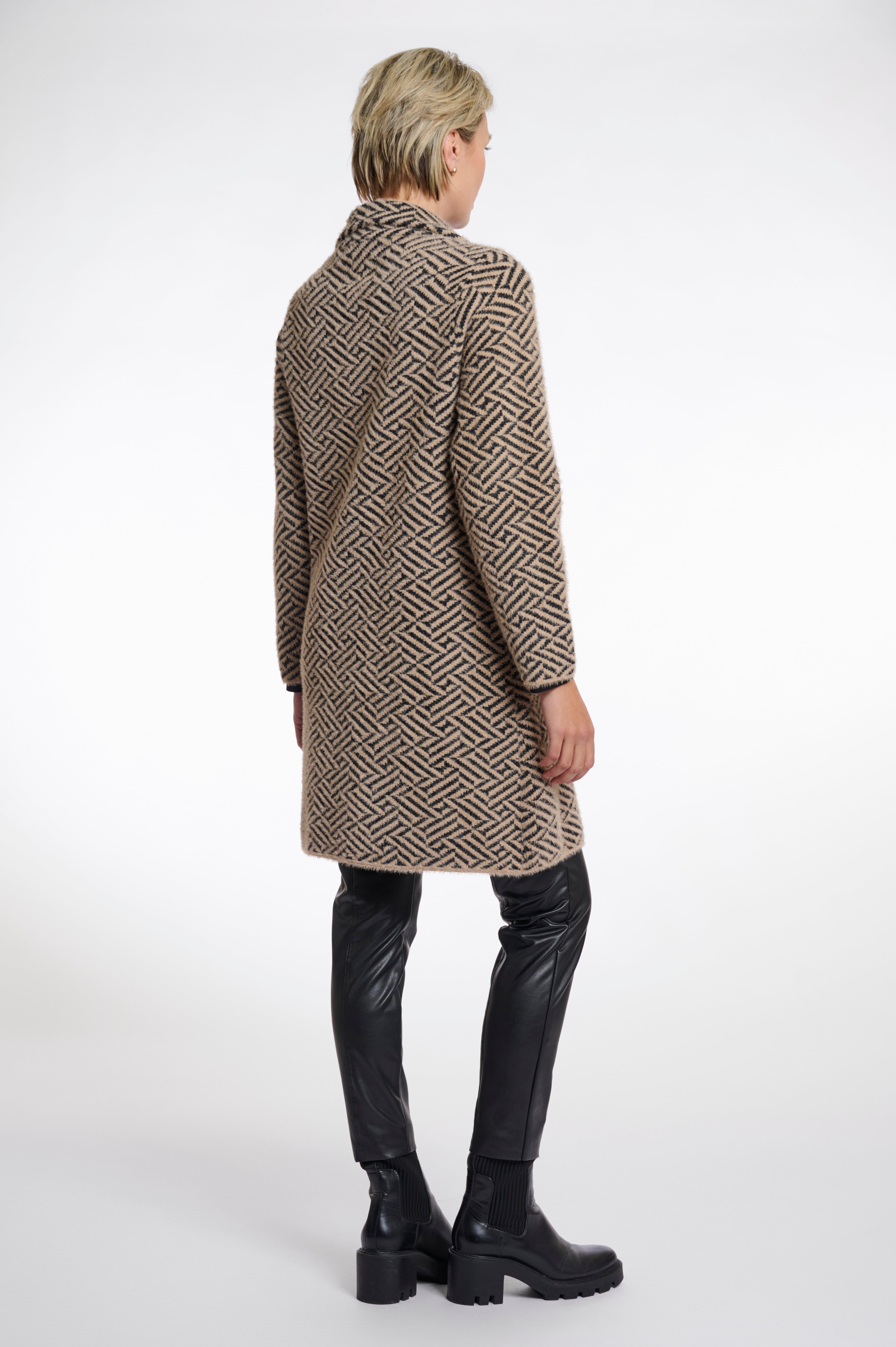 Madina Graphic Cardigan - Sand/Black