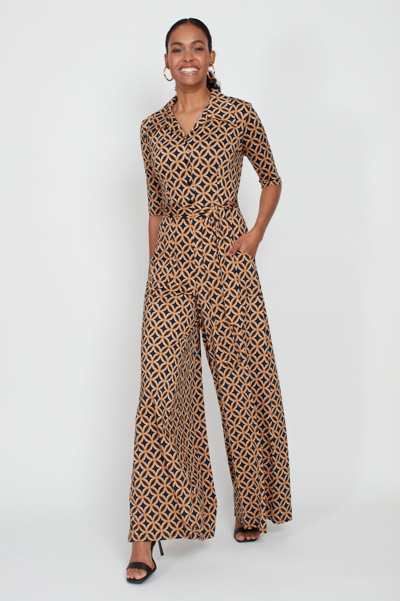 Phoenix Geo Print Jumpsuit - Brown Mix