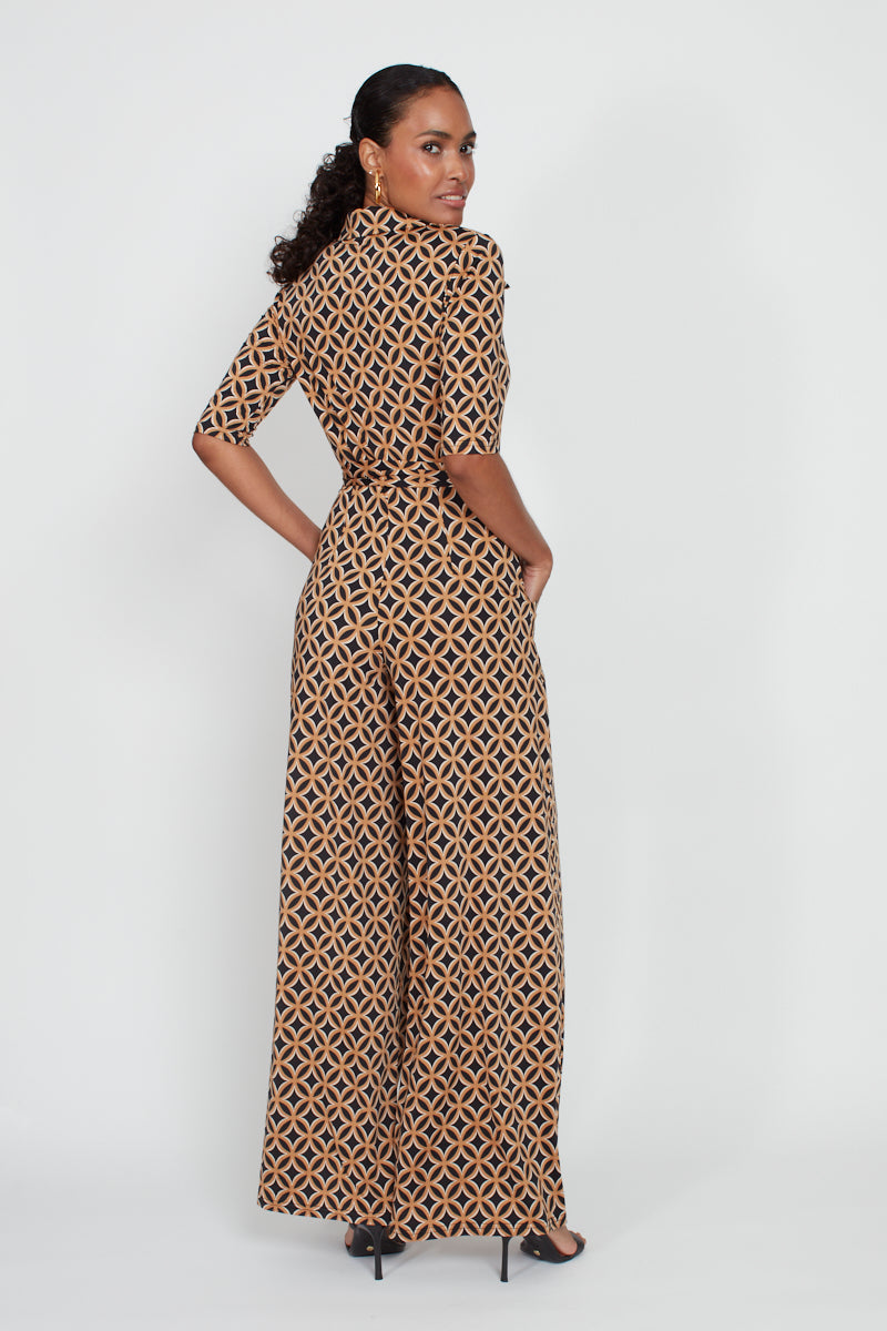 Phoenix Geo Print Jumpsuit - Brown Mix