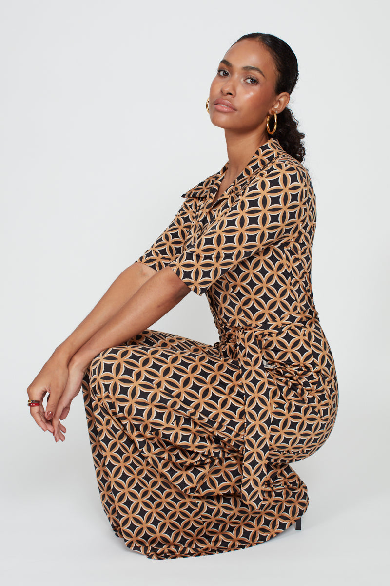Phoenix Geo Print Jumpsuit - Brown Mix