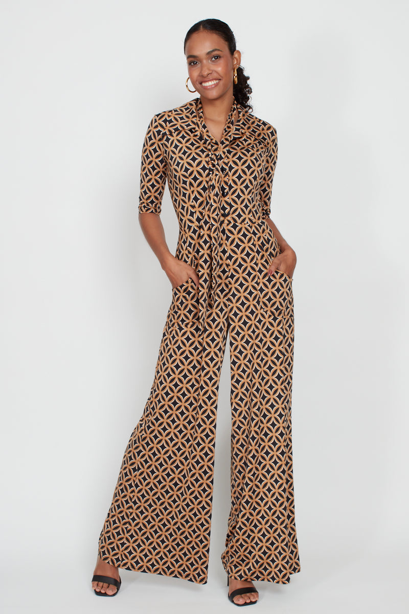 Phoenix Geo Print Jumpsuit - Brown Mix