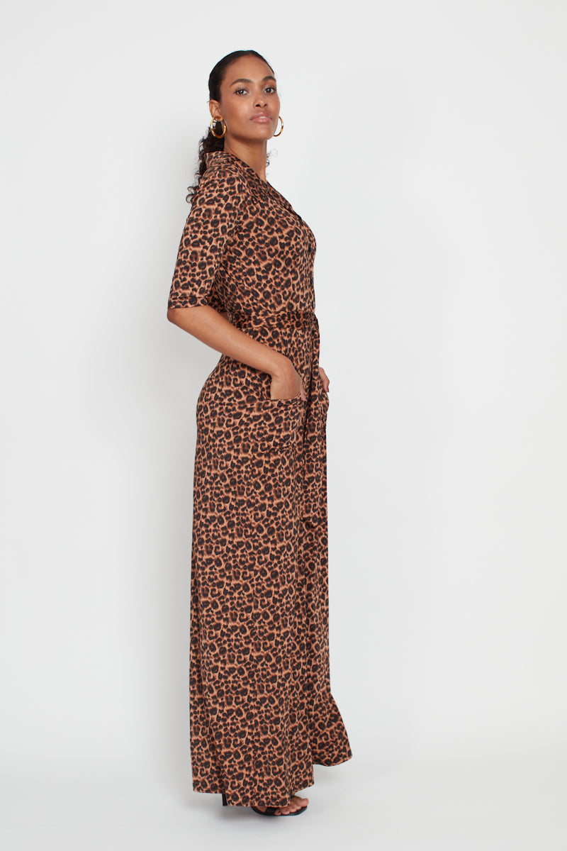 Phoenix Leopard Print Jumpsuit - Brown Mix