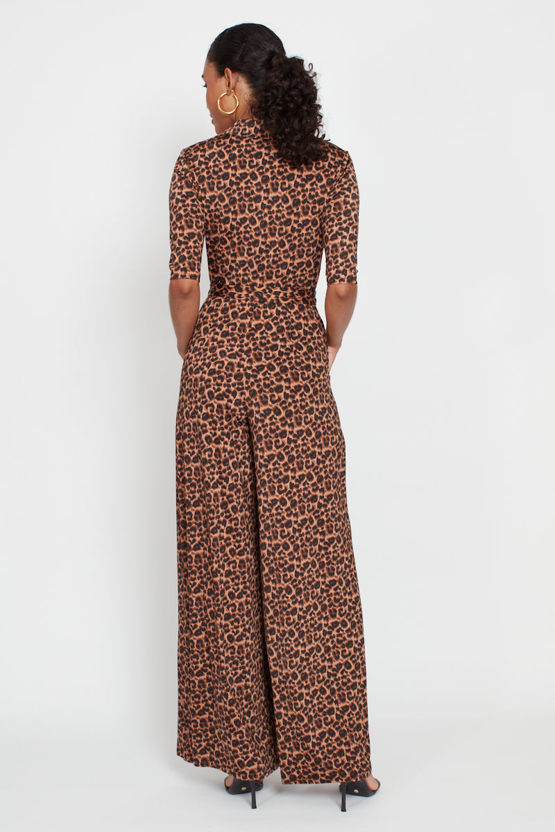 Phoenix Leopard Print Jumpsuit - Brown Mix