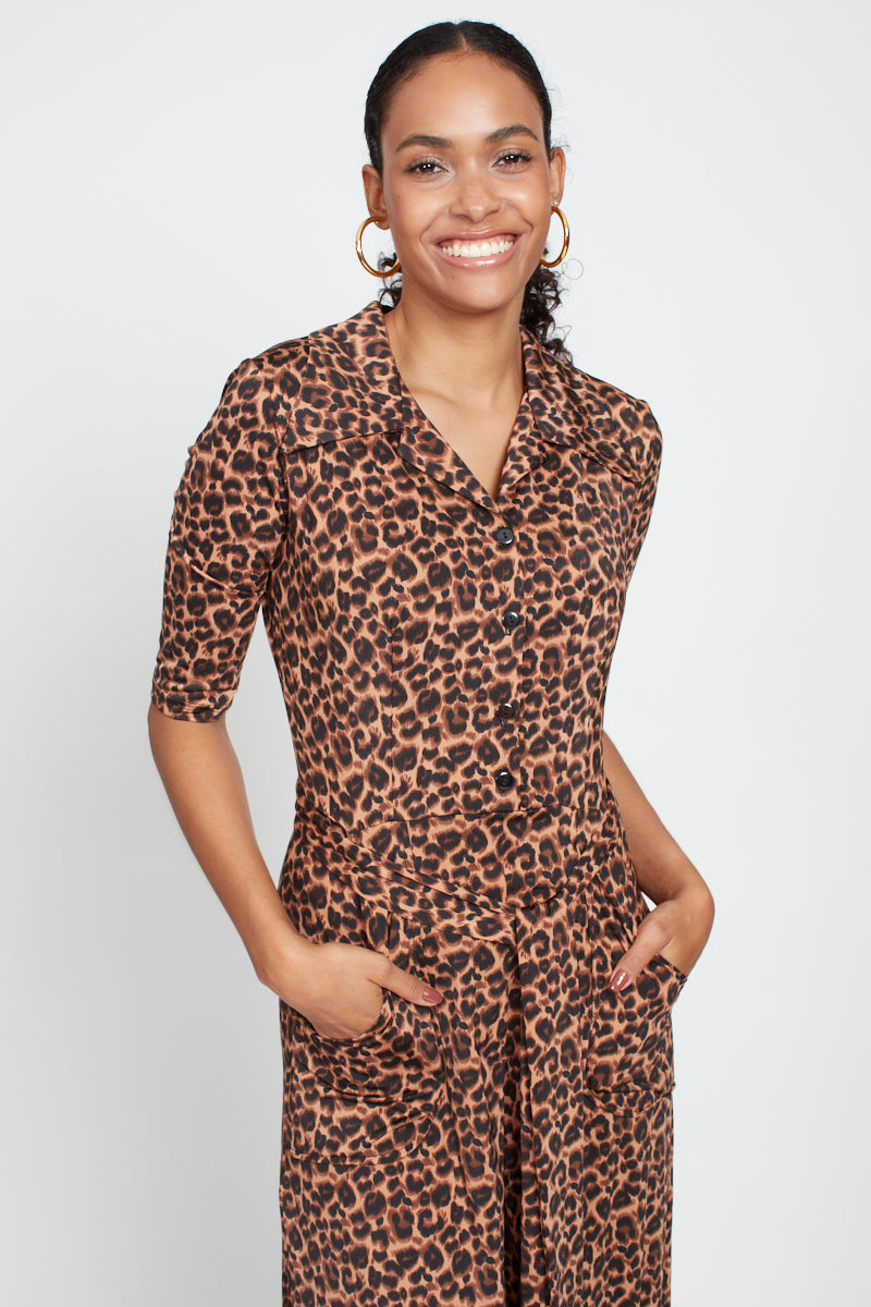 Phoenix Leopard Print Jumpsuit - Brown Mix
