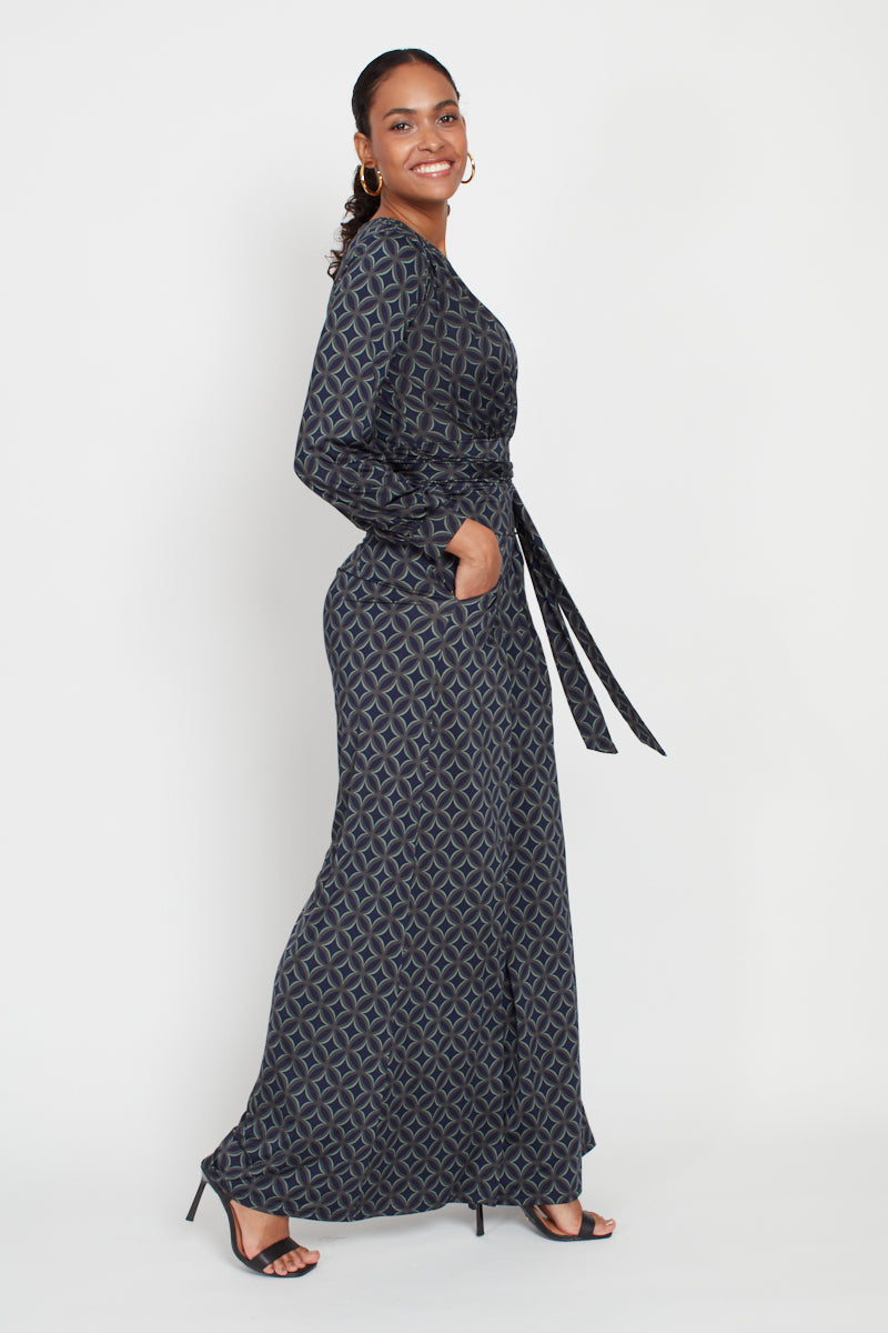 Sharon Geo Print Jumpsuit - Green Mix