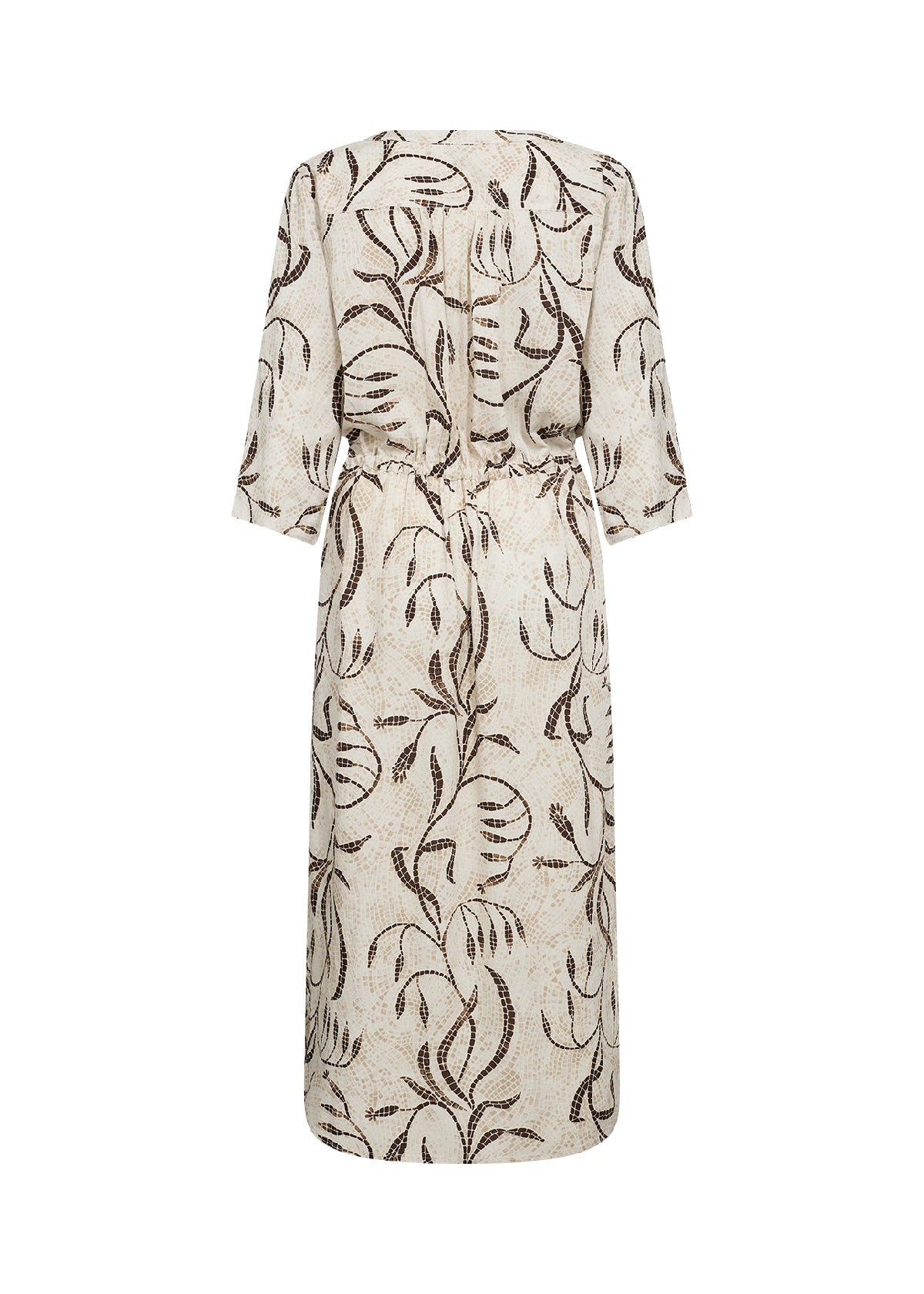 Sabira Midi Dress | Cream/Brown