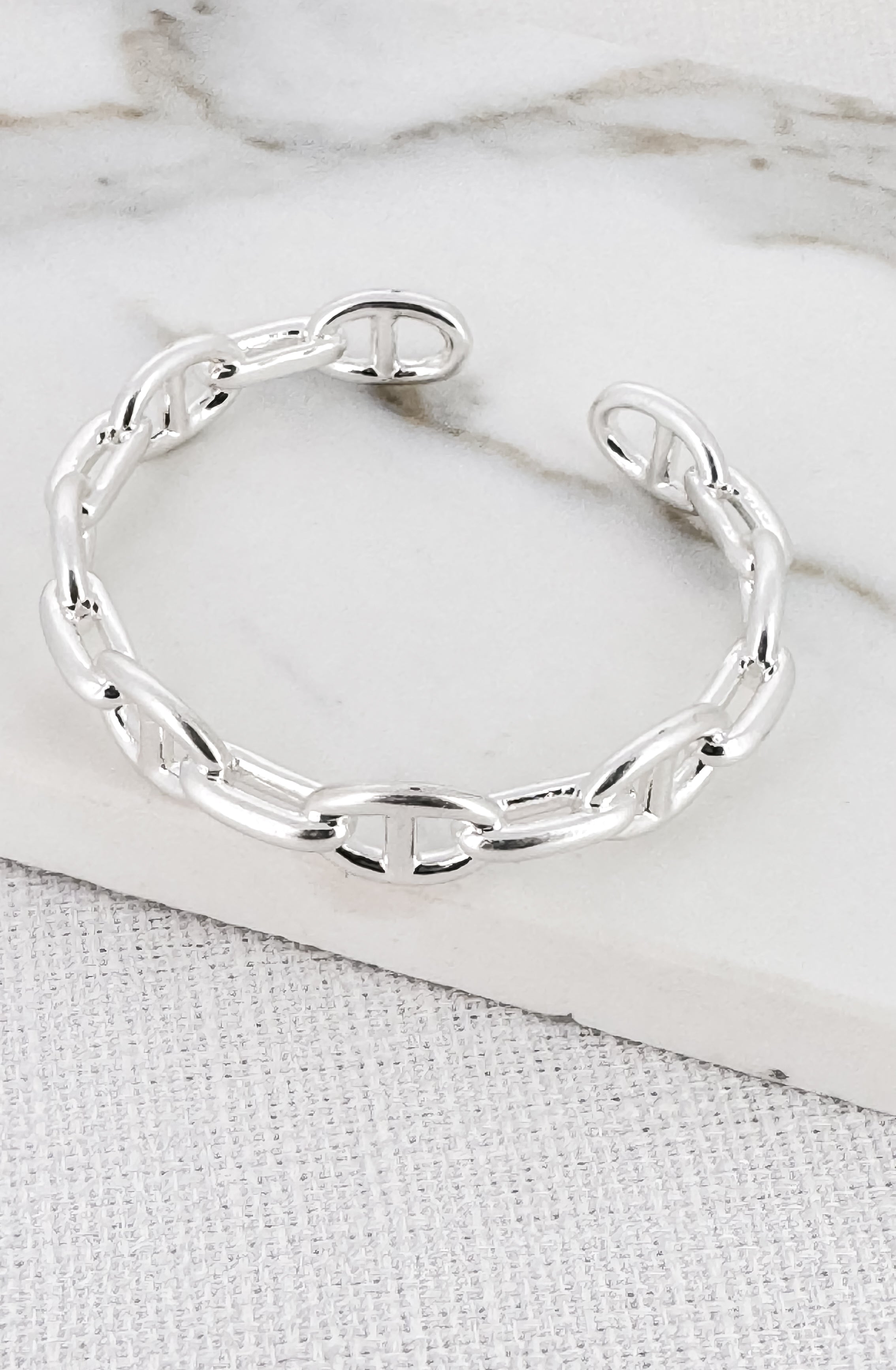 Chain Link Bangle in Silver