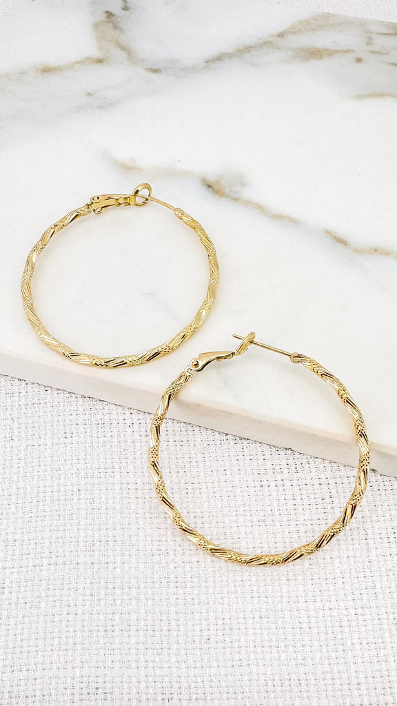 Twisted Hoops in Gold