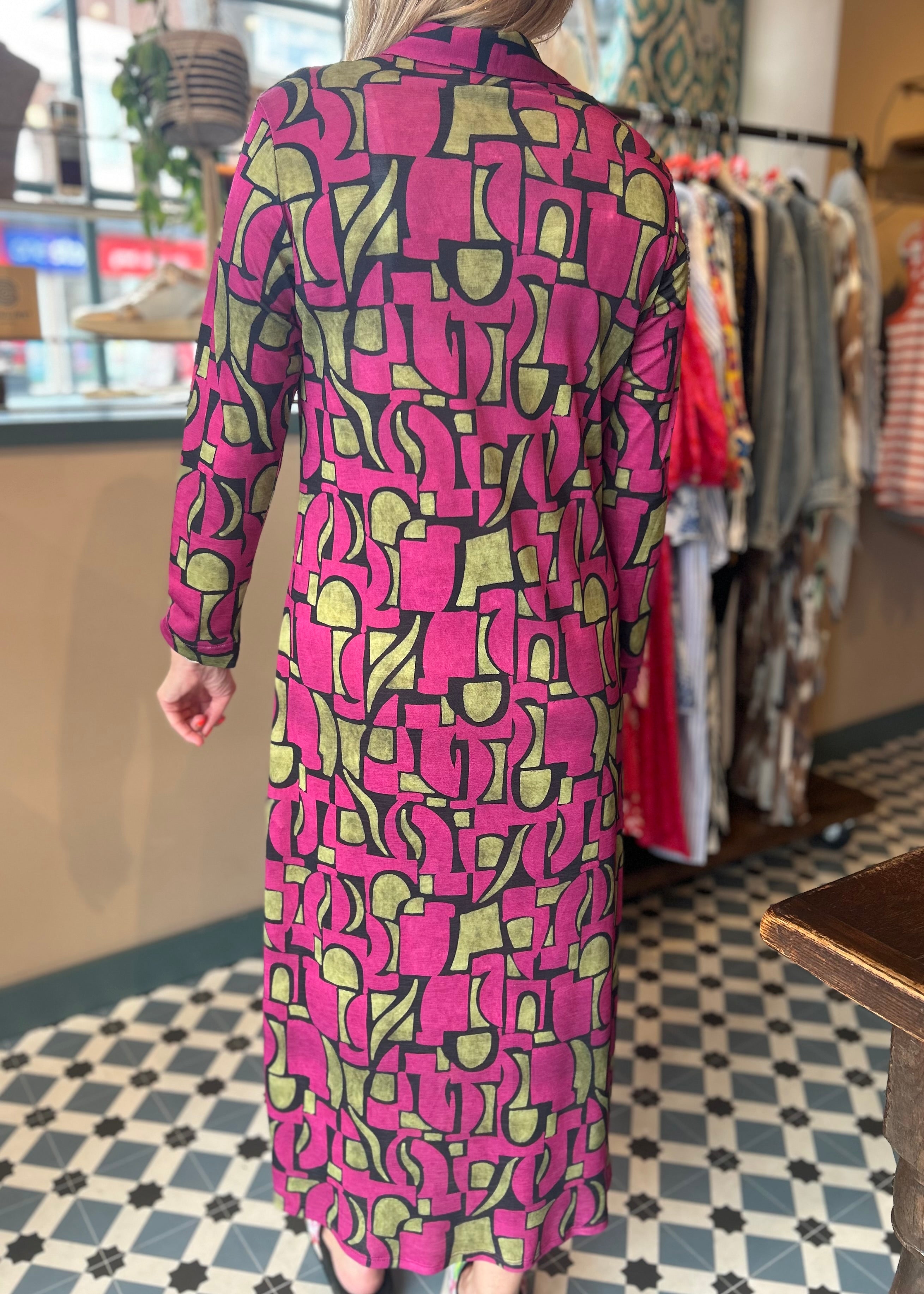 Moteada Dress - Magenta