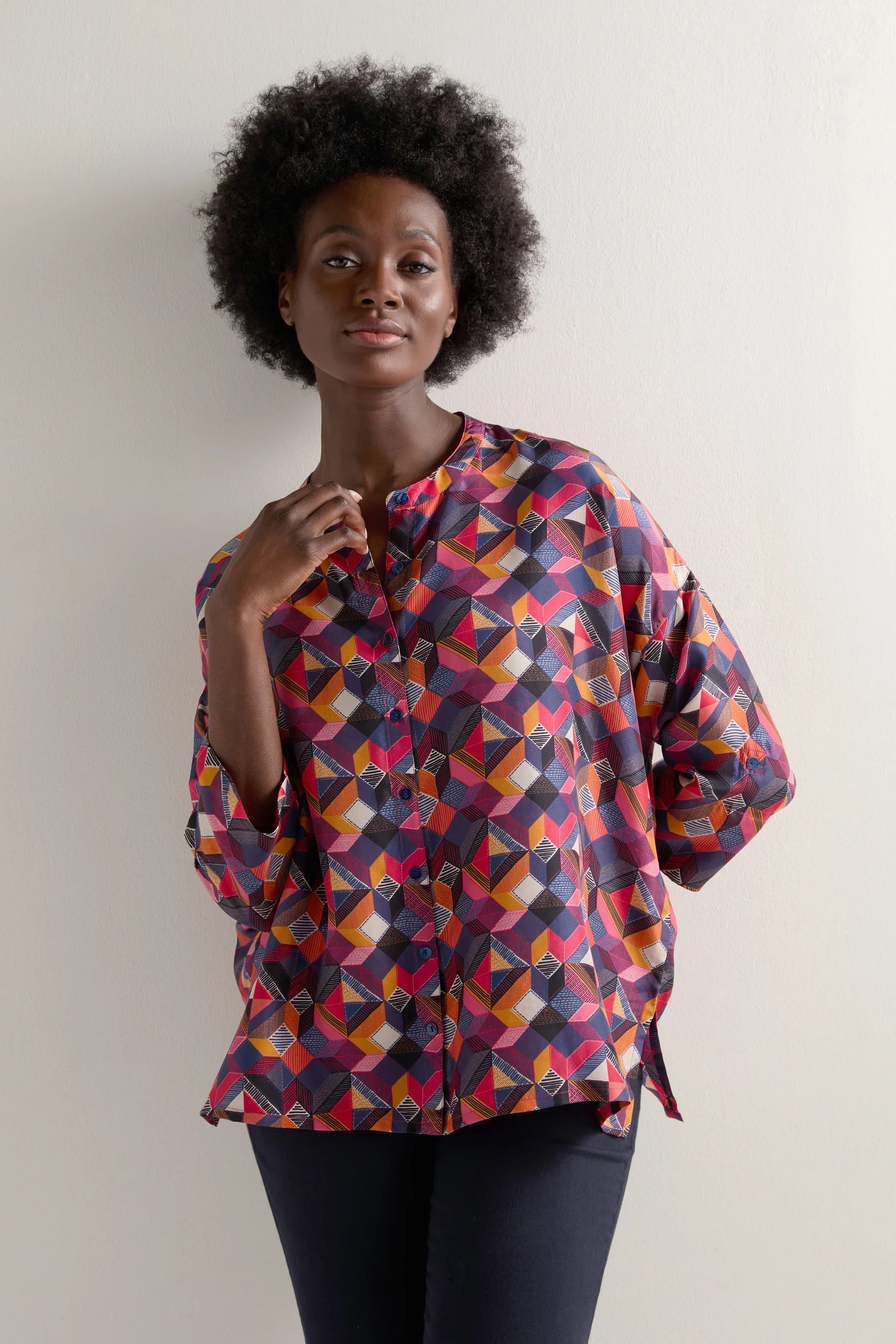 Small Stitched Squares Shirt - Multi