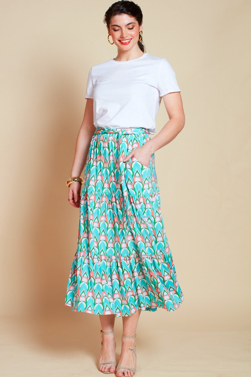 Griffin Skirt - Multi Green/Pink