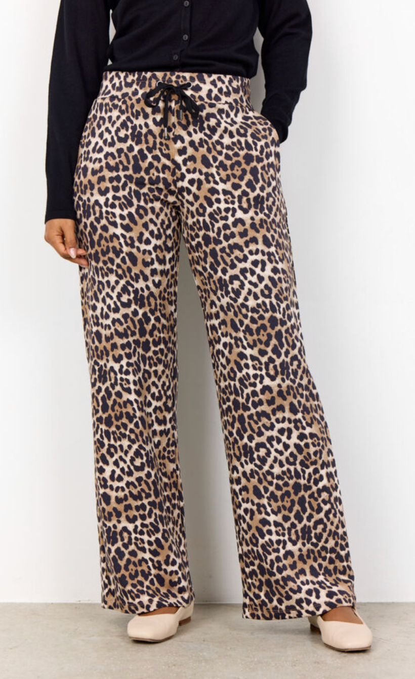 Ophia Wide Leg Jogger - Leopard Print